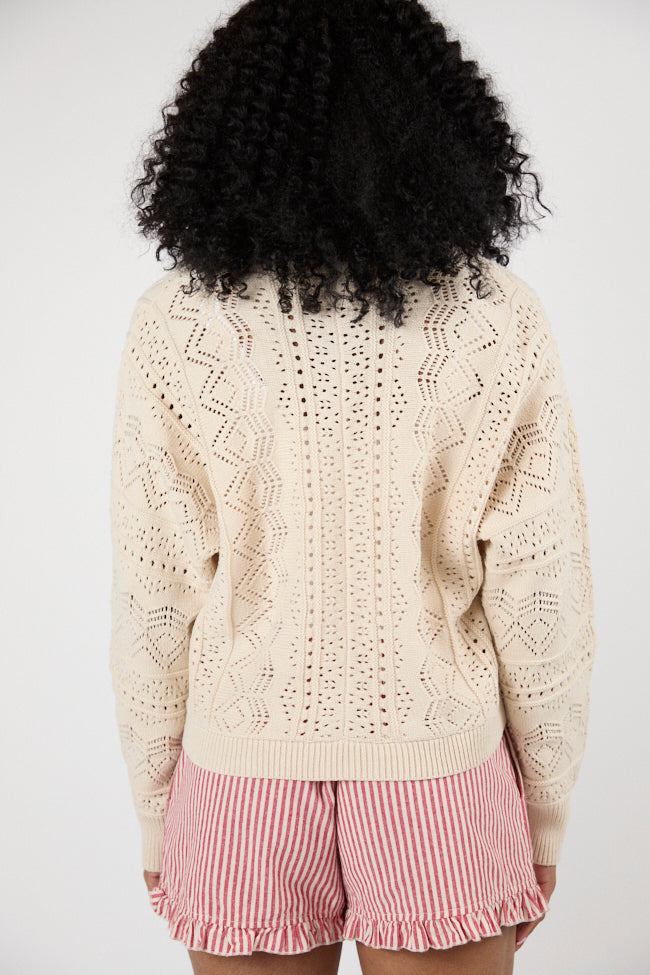 Lasting Impressions Taupe Open Knit Cardigan Sweater - Women's Lightweight Loose Fit Cover-Up - Perfect for Fall & Winter Layering, Office Wear, and Casual Outfits