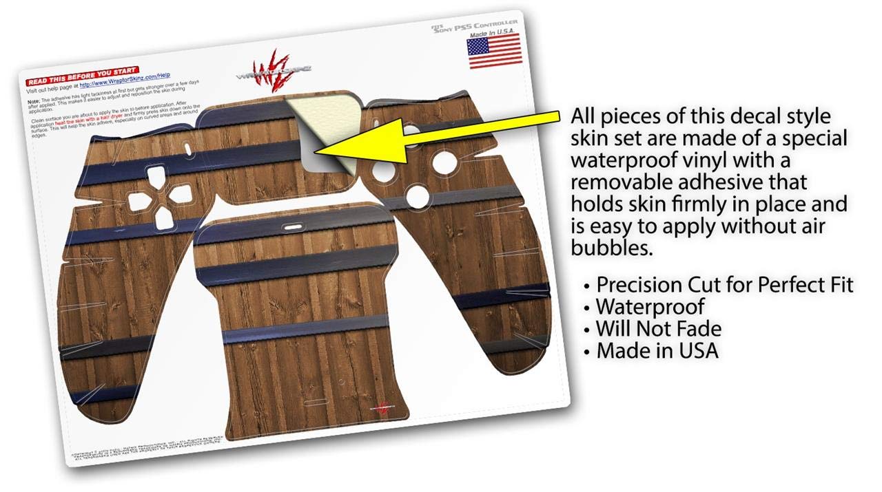PS5 DualSense Wooden Skin Wrap for Gaming & Protection