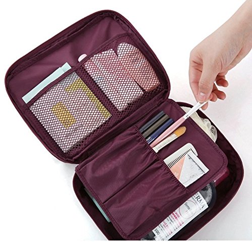 Trexee Portable Makeup Bag Organizer for Women - Waterproof Cosmetic Travel Case with Multiple Pockets, Pink - Perfect for Travel, Gym, and Daily Beauty Essentials Storage