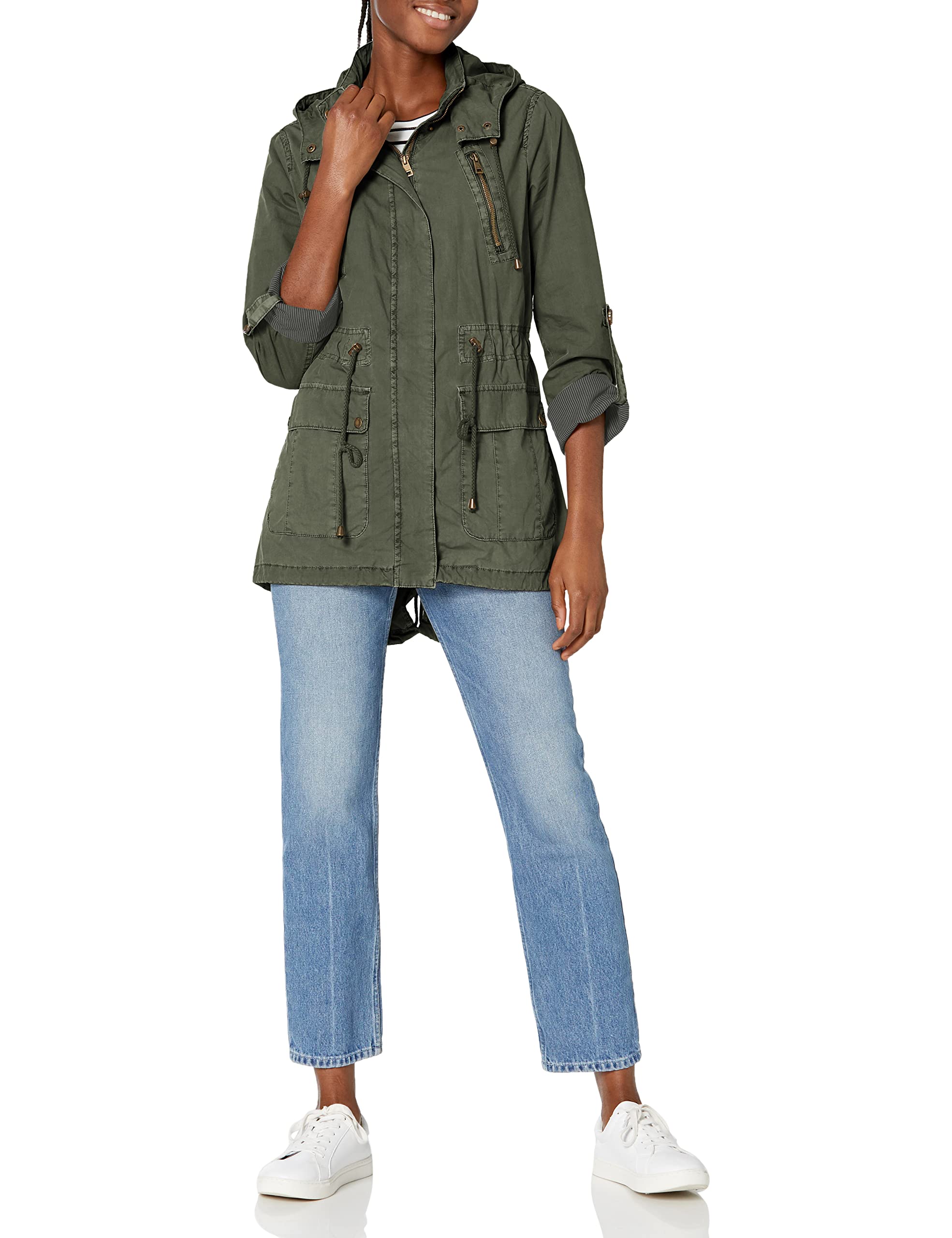 Levi's Women's Cotton Hooded Anorak Jacket - Lightweight Water-Resistant Windbreaker for Spring & Fall (Standard & Plus Sizes) | Perfect for Outdoor Hiking, Travel & Casual Everyday Wear