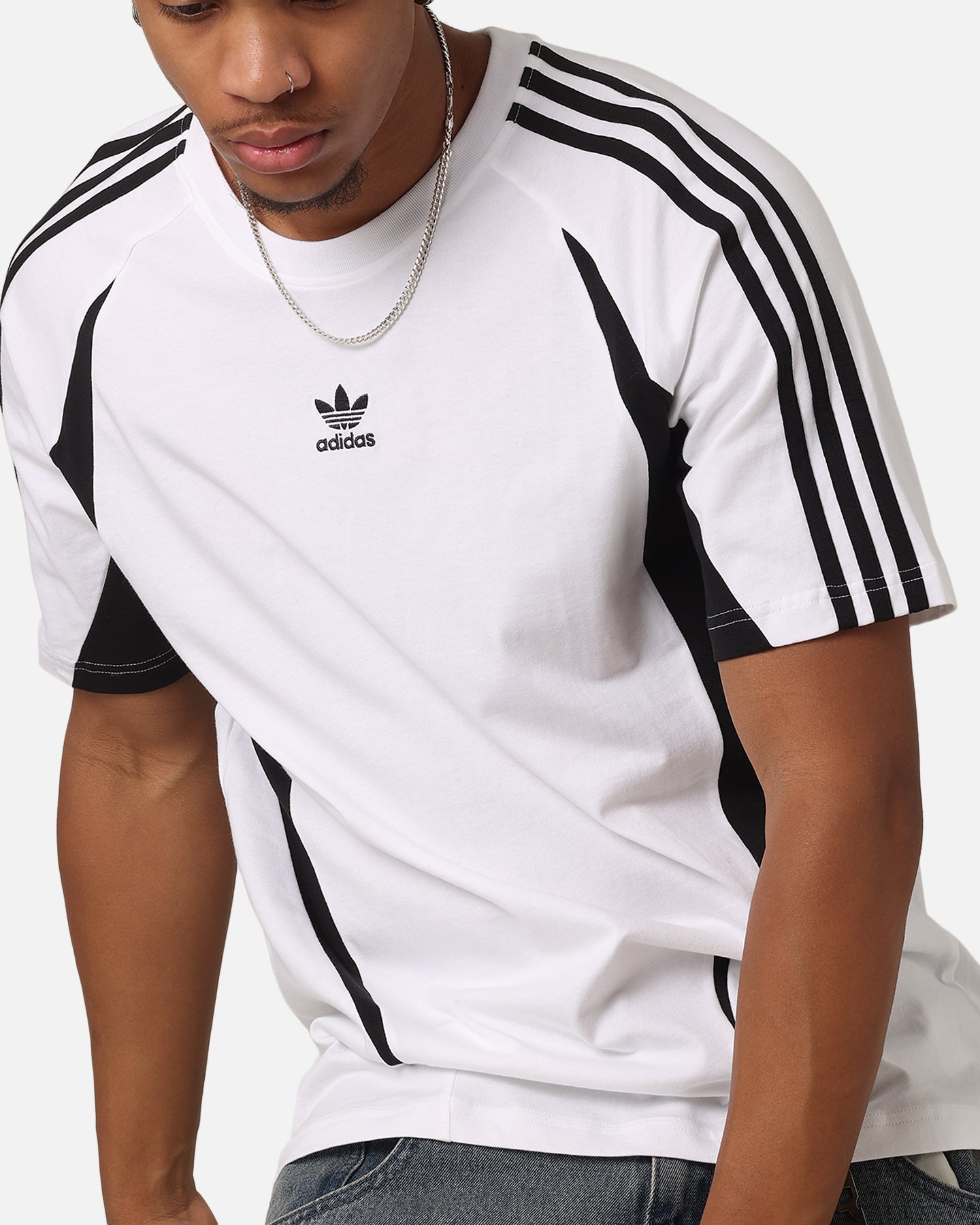 Adidas Archive T-Shirt for Men - Classic White & Black Cotton Tee - Casual Wear, Street Style, Gym & Everyday Outfits