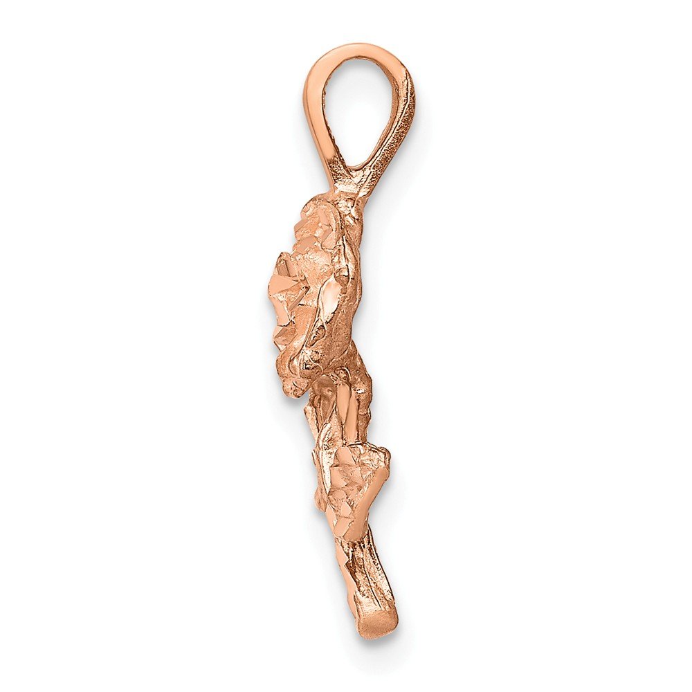 14K Solid Rose Gold Charm Pendant - 21mm x 11mm Elegant Jewelry for Necklace, Gift & Special Occasions