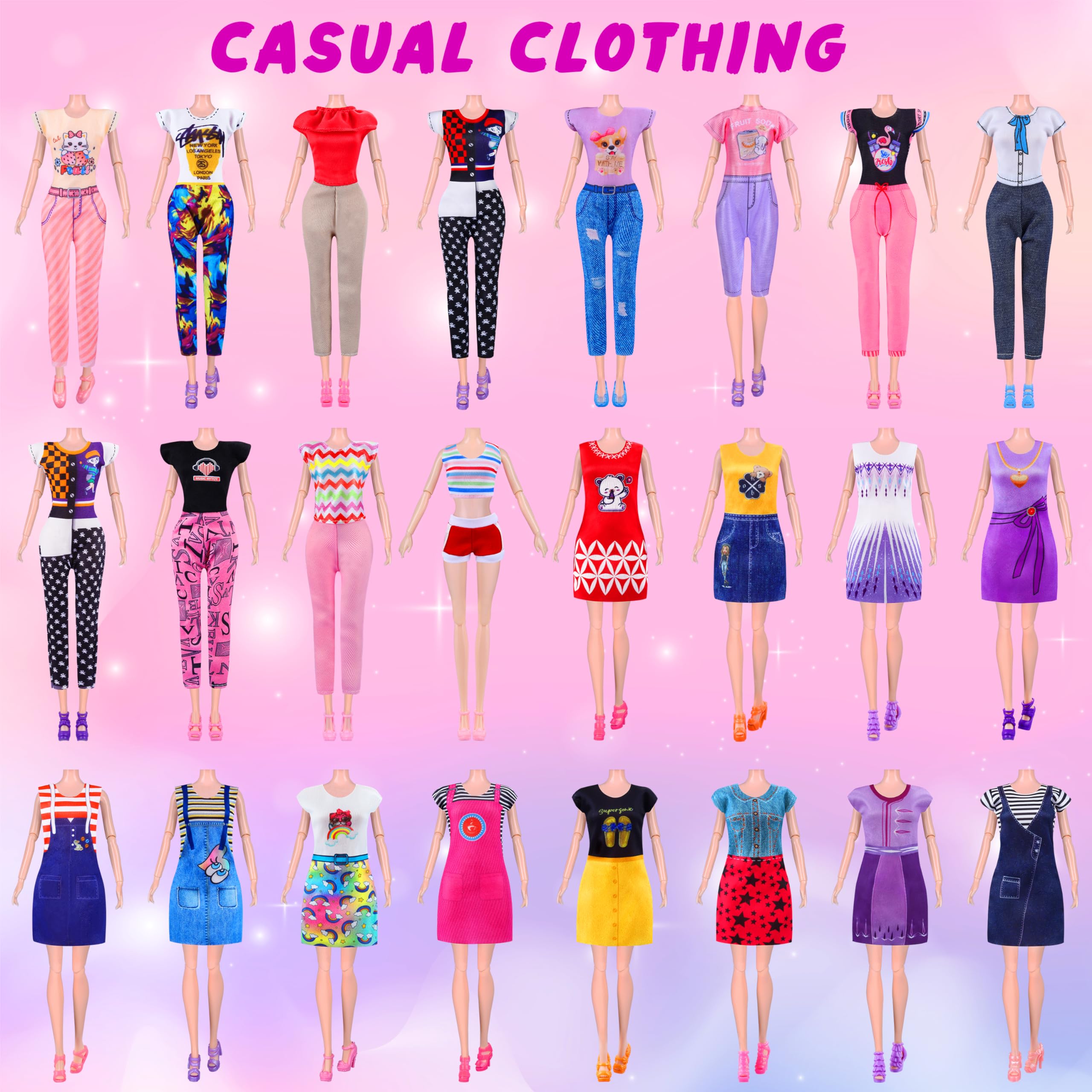 135-Piece Doll Clothes & Accessories Set with Fashion Dresses, Princess Gowns, Tops, Pants, Swimsuits & Shoes - Perfect Dress Up Toys for Girls, Kids & Toddlers - Great Gift for Birthday & Pretend Play