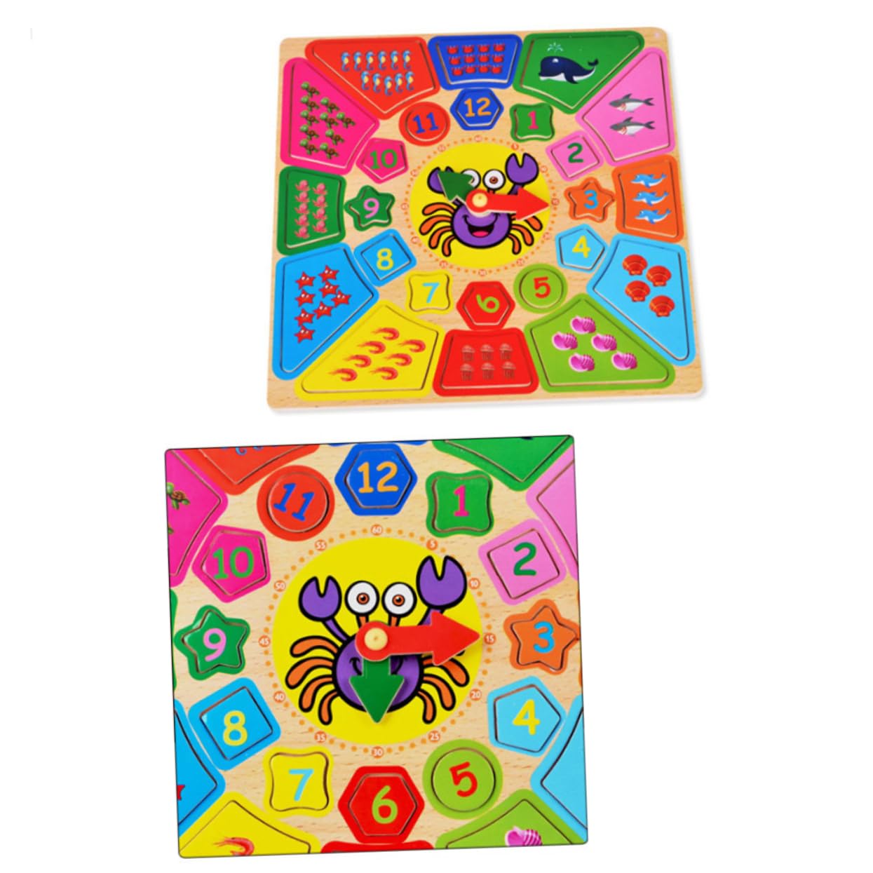 FELTECHELECTR Wooden Sorting Clock Puzzle Toy for Kids - Educational Learning Playset with Numbers & Shapes - Perfect for Preschool, Montessori, and Homeschooling Activities