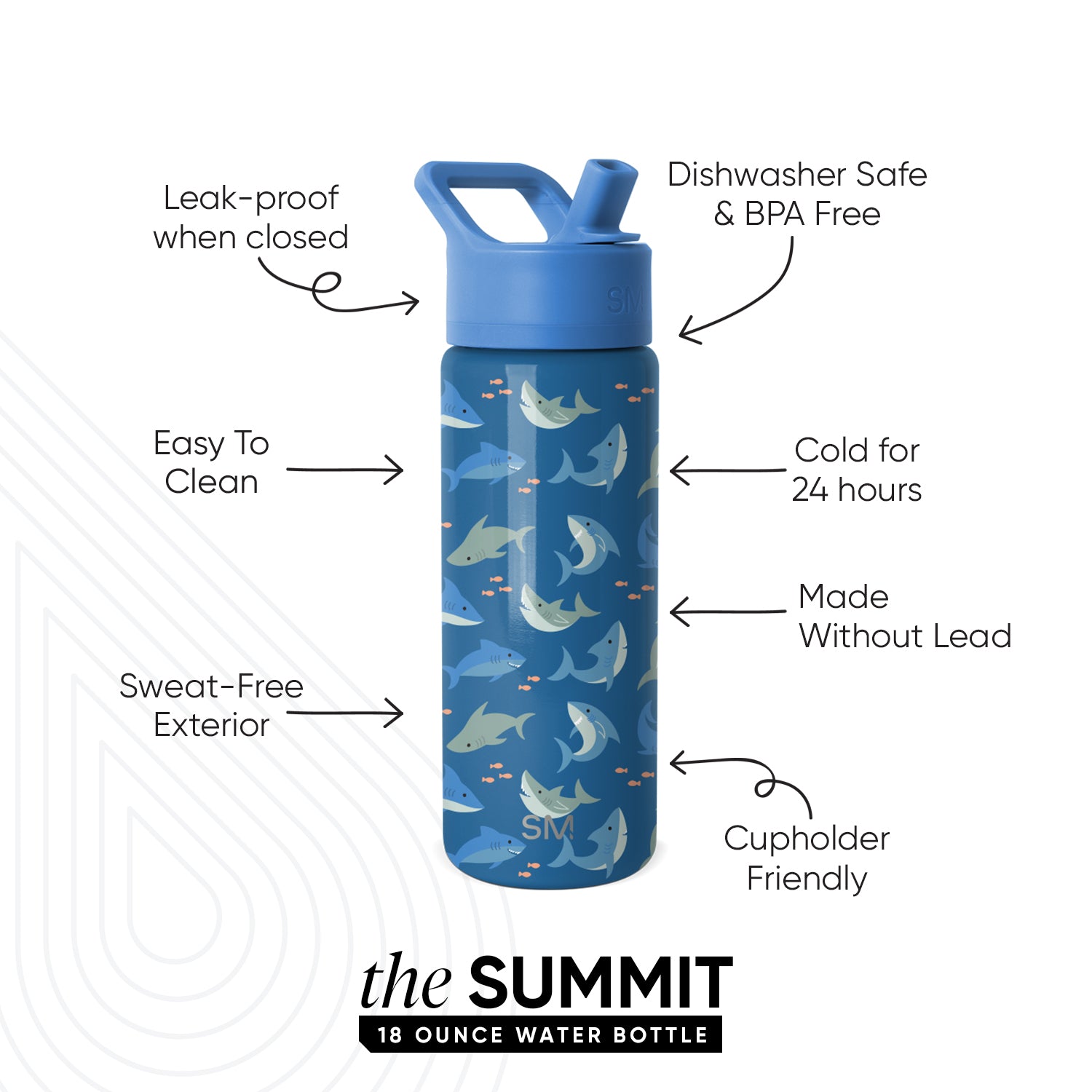 Summit Kids Water Bottle with Straw Lid - BPA Free, Leak Proof, Insulated Stainless Steel Bottle for School, Sports & Outdoor Activities