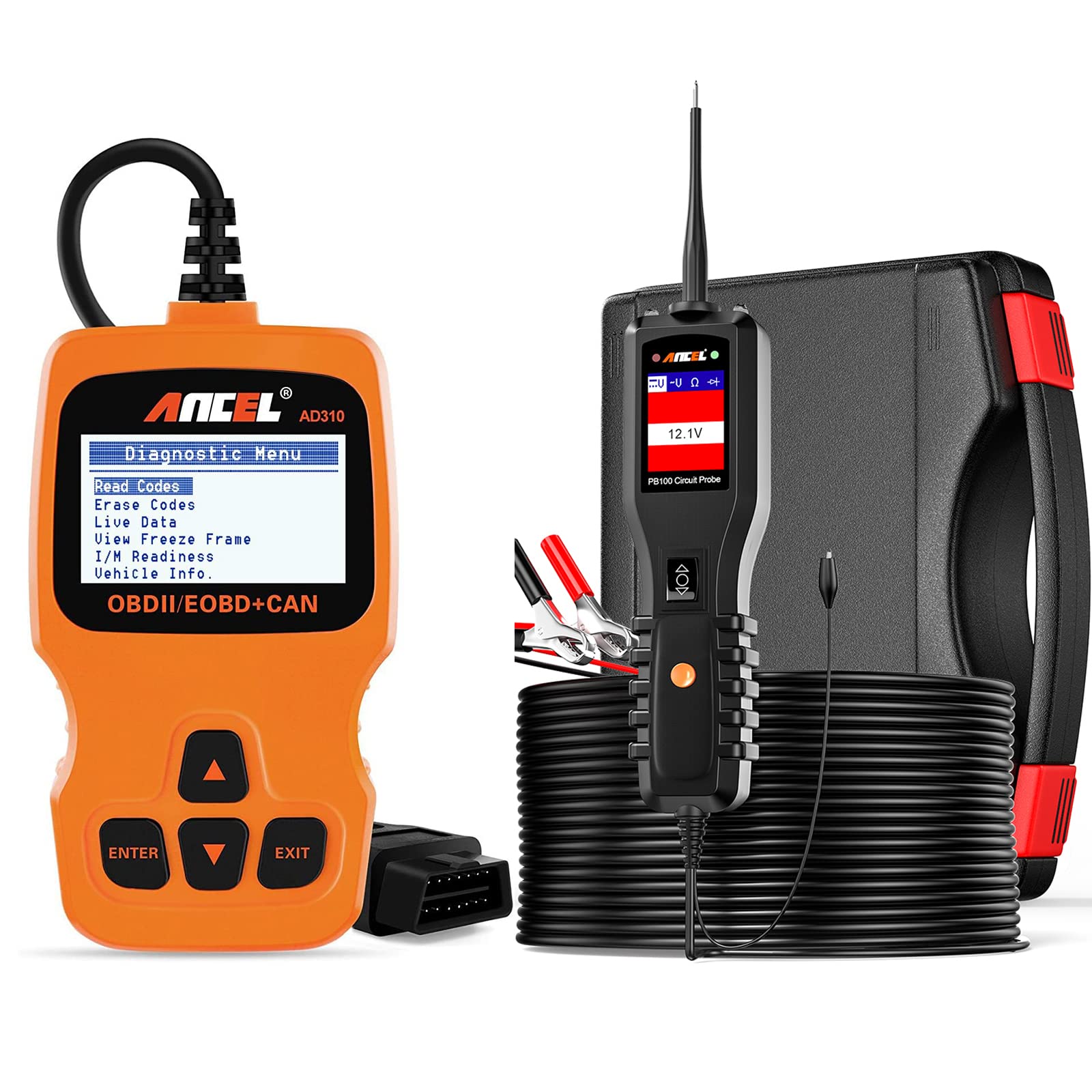 ANCEL AD310 Enhanced Universal OBD2 Scanner - Car Diagnostic Tool for Engine Fault Codes & Live Data | ANCEL PB100 Automotive Circuit Tester Included | Perfect for DIY Mechanics & Professional Auto Repair Shops