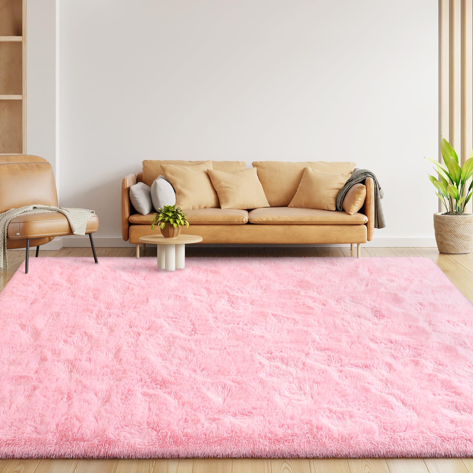 Lascpt Super Soft Shag Area Rug - 3x5 ft Plush Pink Carpet for Living Room, Girls Bedroom & Nursery | Modern Fuzzy Floor Mat for Kids Room, Dorms, Office Decor | Cozy Home Accent for Women & Boys