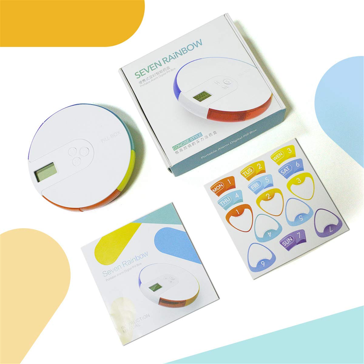 Songlela 7-Day Electronic Pill Organizer with 4 Alarms - Portable Medication Reminder Box with Timer Display for Vitamins, Pills & Daily Medicine - Perfect for Travel, Elderly Care & Home Health Management
