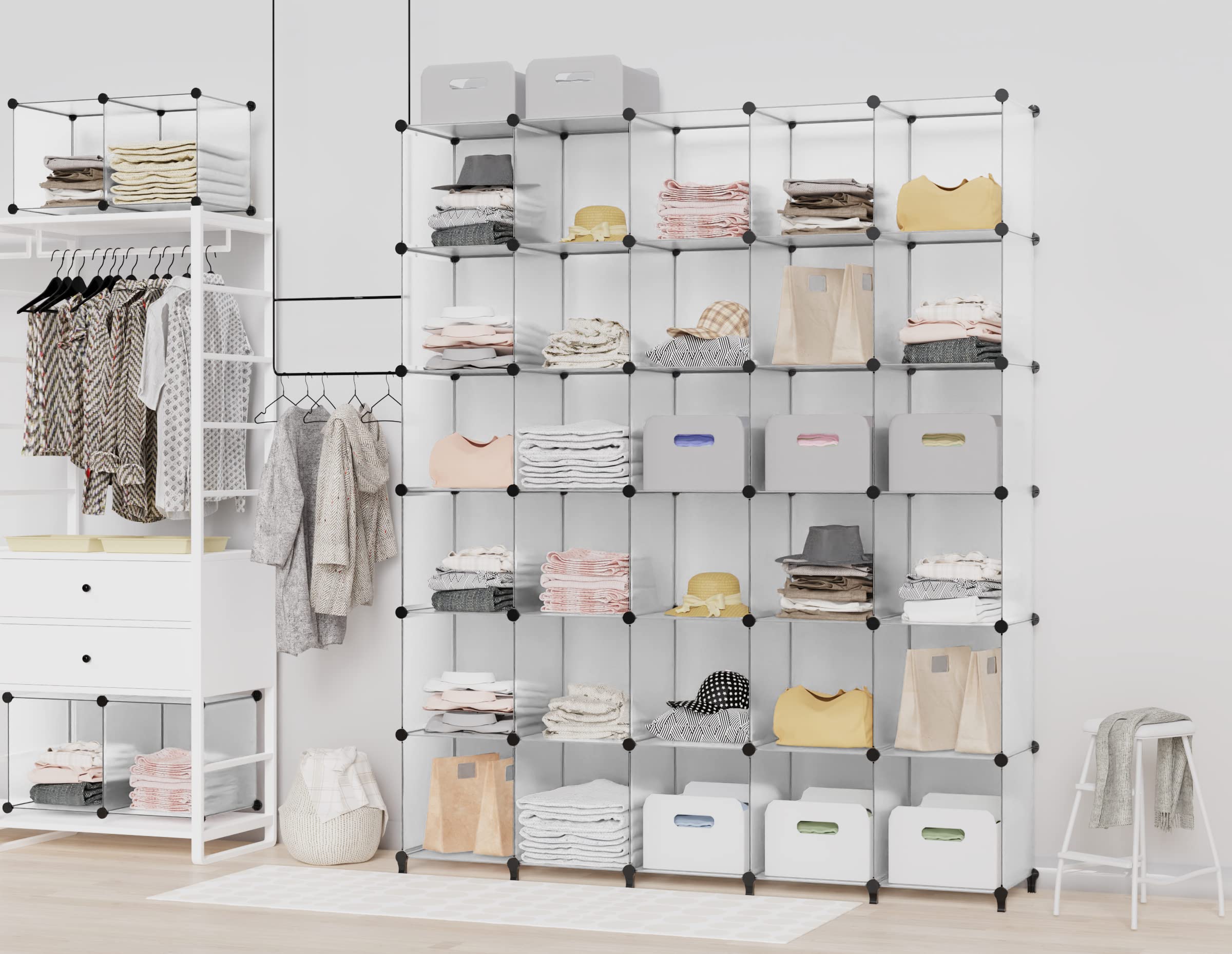 HOMIDEC 12-Cube Closet Organizer & Storage Shelf - Portable Closet Organizer for Kids Clothing, Bedroom, Bathroom & Office - 11.8x11.8x11.8 Inch Transparent Storage Cubes - Perfect for Small Space Organization & Home Decor