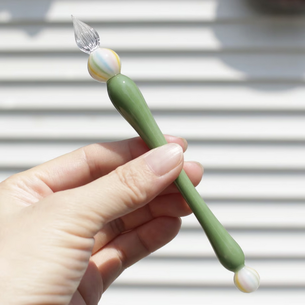 Japanese Glass Dip Pen - Candy & Matcha Green Colors - Perfect Gift for Writers, Calligraphy Enthusiasts & Artists - Ideal for Hand Lettering, Journaling & Creative Writing