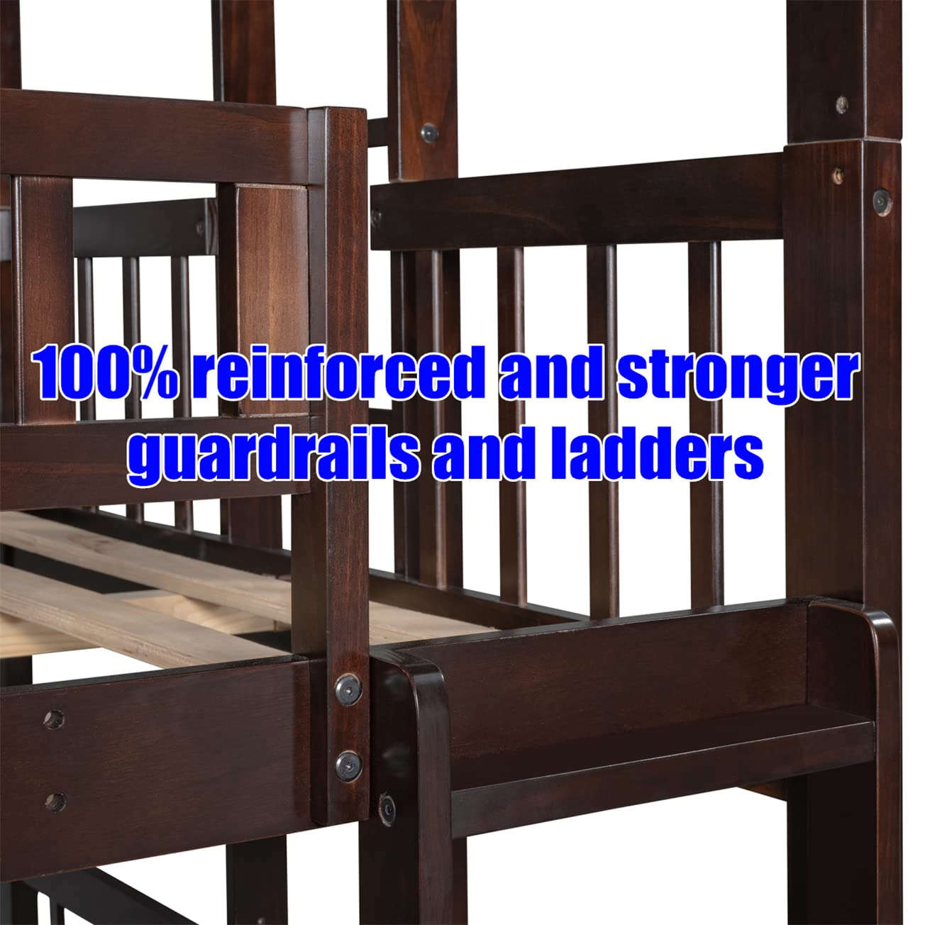 Sturdy Triple Bunk Bed with Slide for Kids - Gray Solid Wood | Space-Saving for Small Rooms