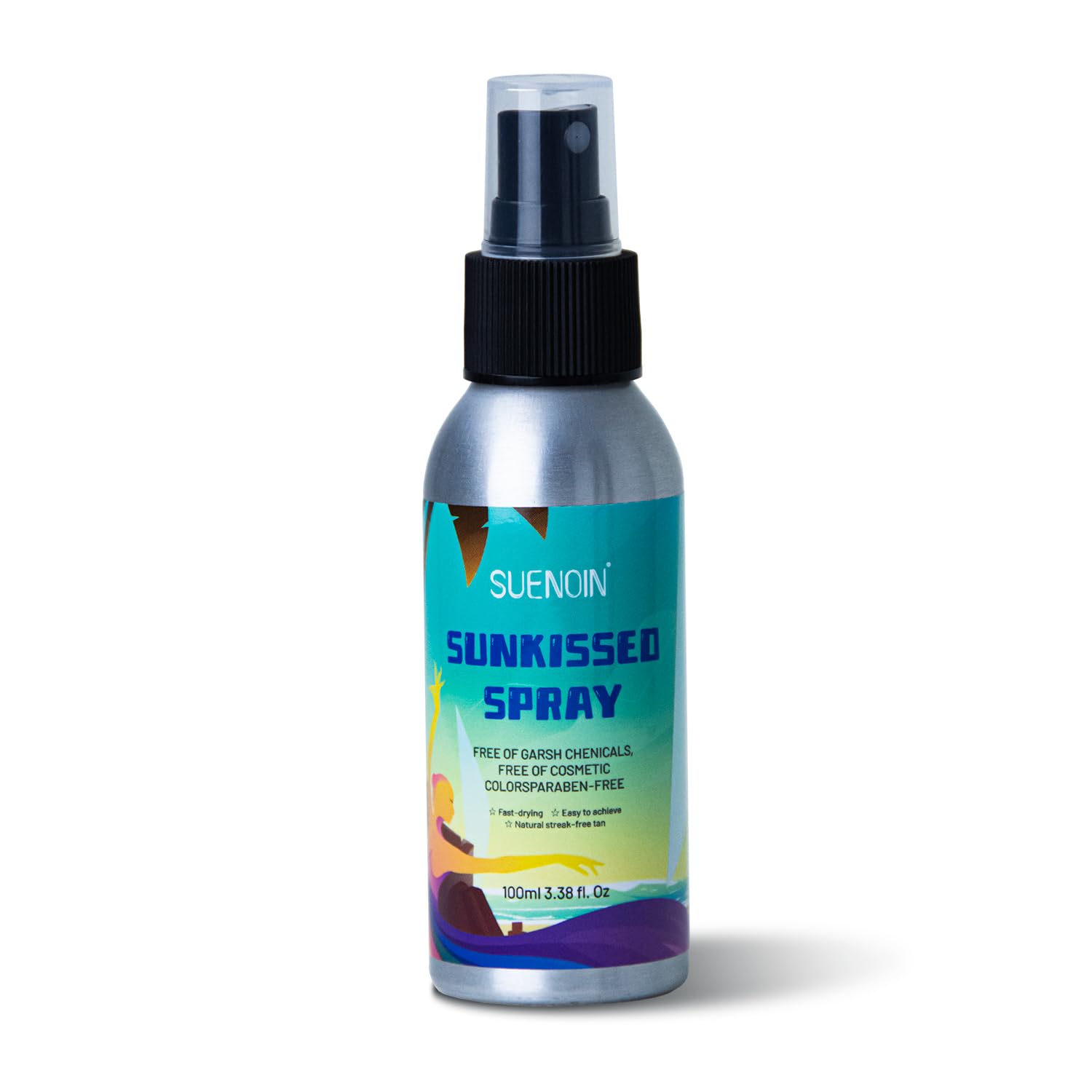 Airbrush Tanning Spray Travel Size 100ml - Natural Self Tanner with Erythrulose & DHA, Alcohol-Free, Oil-Free, Non-Comedogenic - Medium Shade for Sun-Kissed Glow | Perfect for Travel, Vacations & Everyday Use