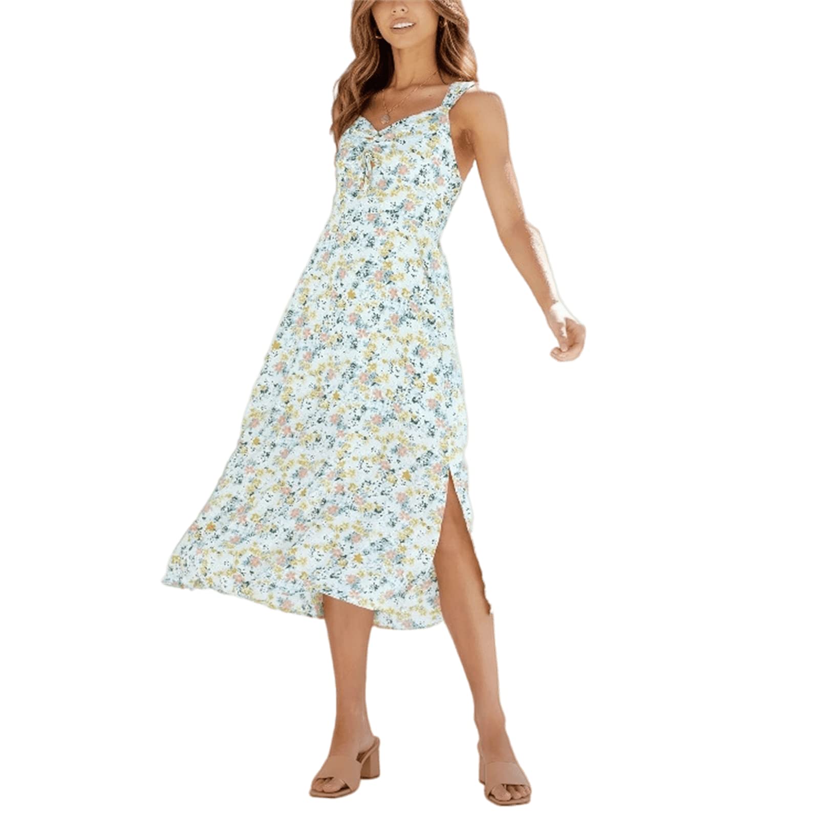 Women's Casual Summer Dresses - Bohemian Midi Sundress with V-Neck & Side Slit for Beach Vacation, Spring Outings | Perfect for Pool Parties, Tropical Getaways & Summer Date Nights