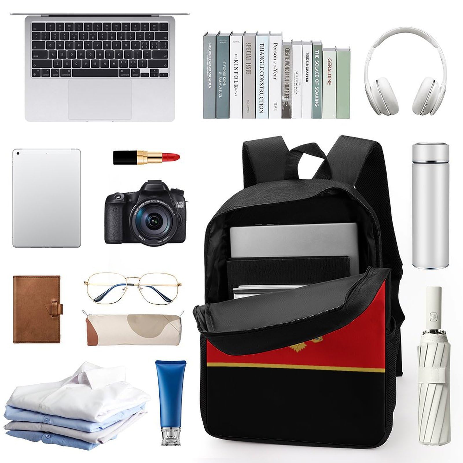 IOEDTHBJ 17 Inch Laptop Backpack for Men & Women - 3D Printed Monte Flag Design School & Travel Computer Bag - Perfect for Work, College & Daily Commute