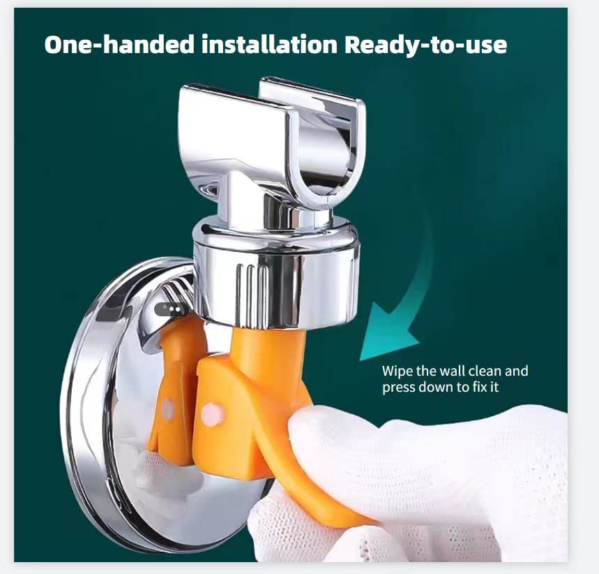 Adjustable Suction Cup Shower Head Holder - 2 Pack Silver Bathroom Shower Bracket for Handheld Shower - Perfect for Bathroom Renovation, RV, and Small Space Showers