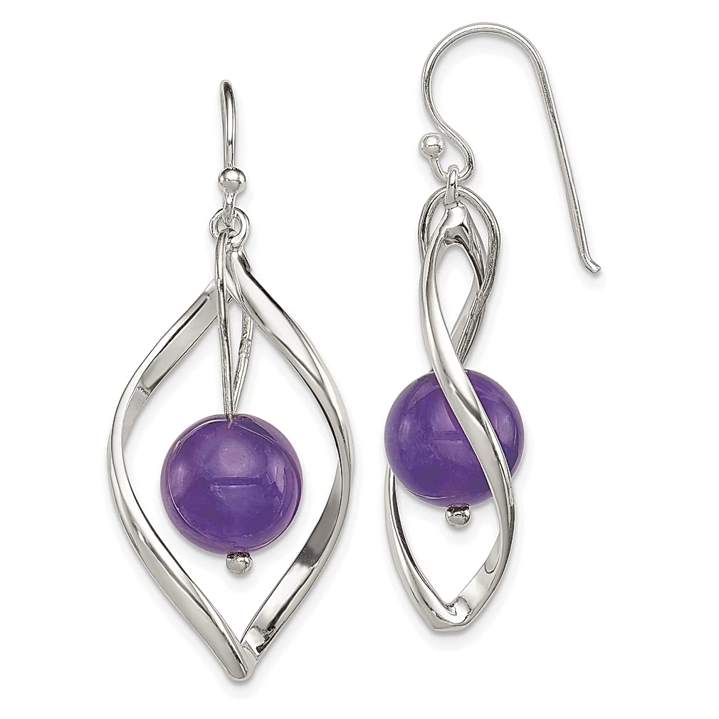 925 Sterling Silver Twist Drop Dangle Chandelier Earrings with Purple Amethyst Gemstone - Elegant Fine Jewelry for Women | Perfect Gift for Her, Birthday, Anniversary & Special Occasions