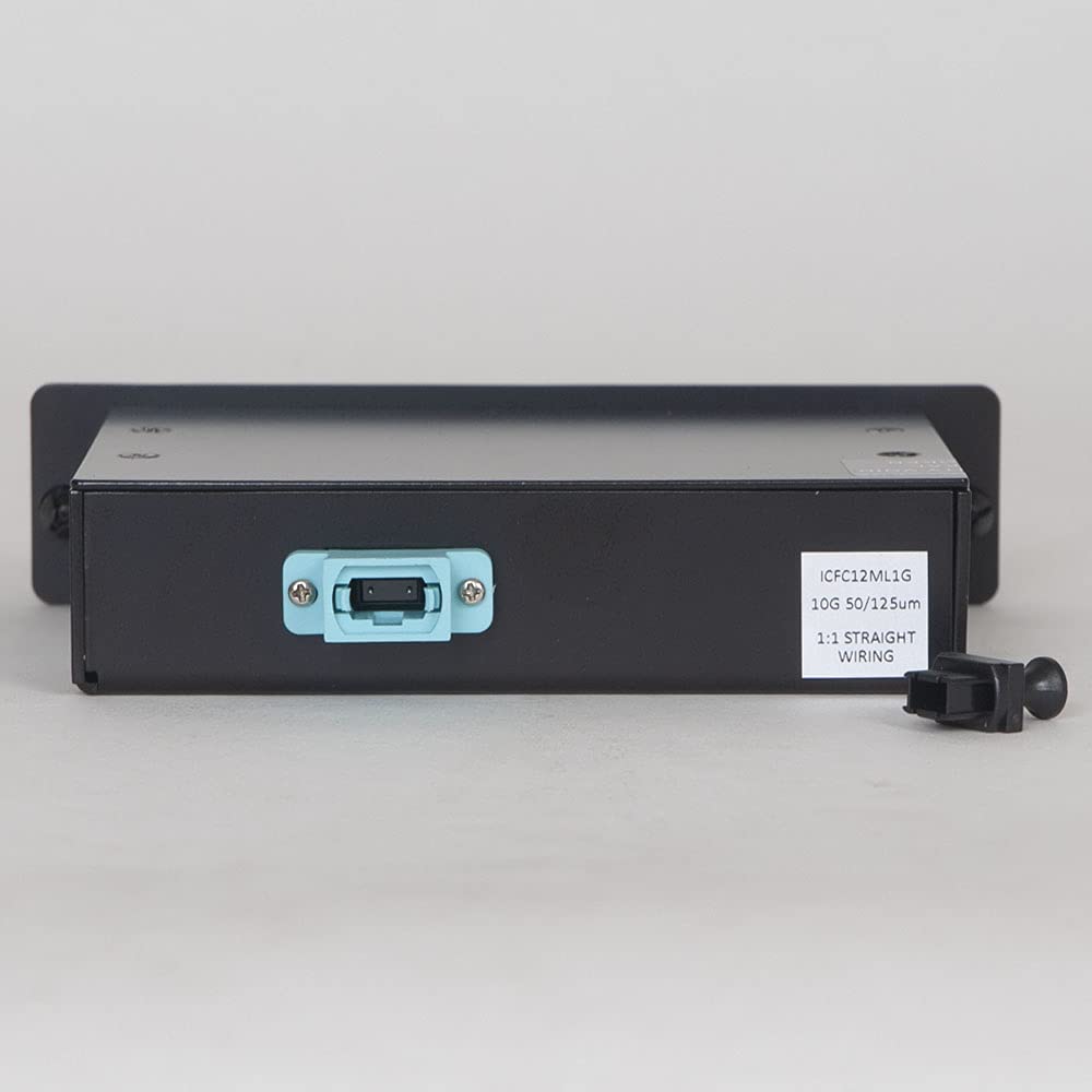 ICC Classic LC-MPO Fiber Optic LGX Compatible Cassette with Aqua Multimode Adapters & 12 10G OM3 Fibers - High Speed Data Center Networking Solution for Server Racks & Cloud Computing
