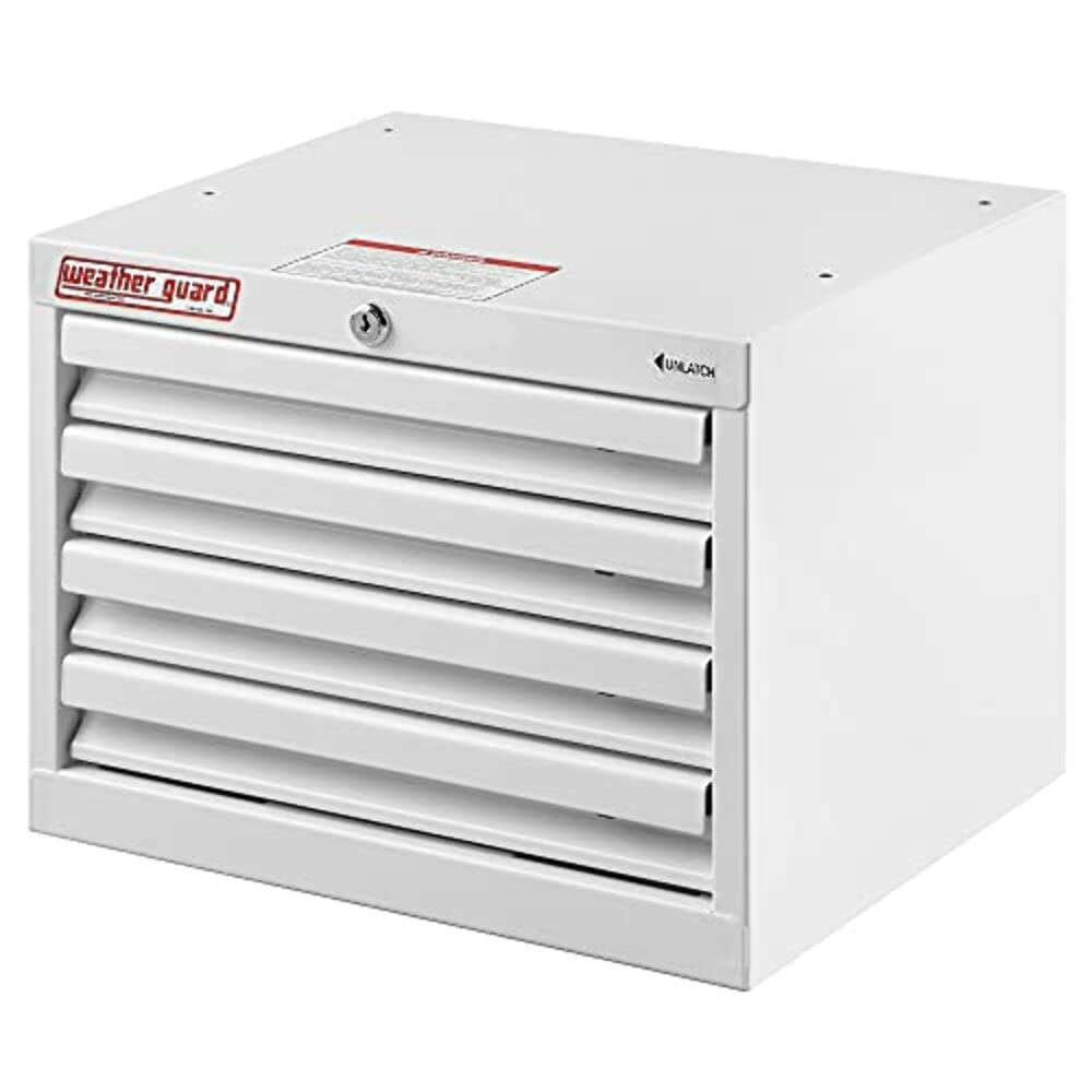 Weather Guard 9914302 4-Drawer Tall Storage Cabinet in White - Perfect for Garage, Workshop, Office & Home Organization
