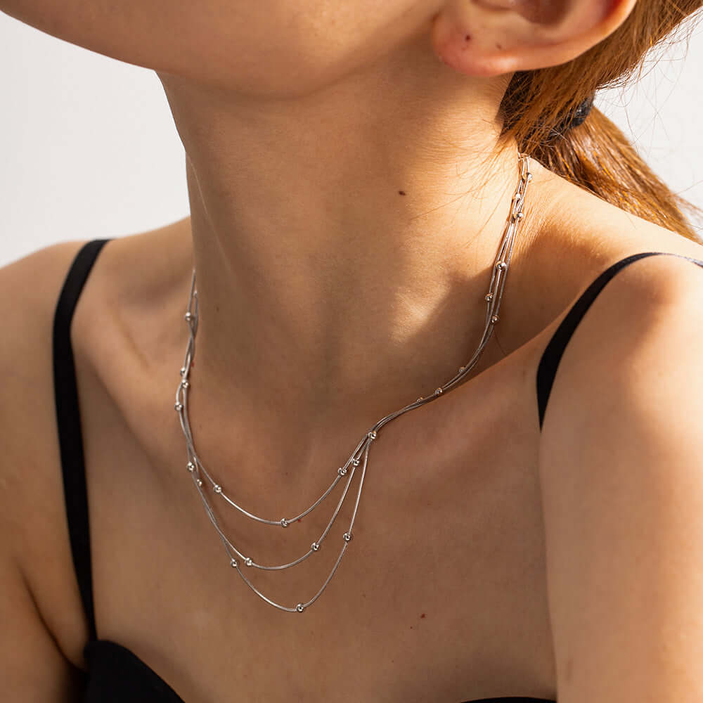 14K Gold Herringbone Beads Chain Necklace for Women - Dainty Layering Jewelry Gift for Her - Perfect for Everyday Wear, Date Night & Special Occasions | JDN6014