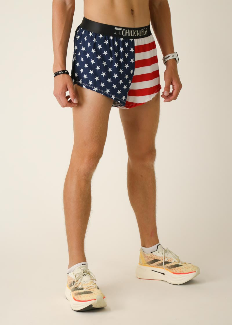 Men's USA 2 Split Running Shorts - Lightweight Athletic Shorts for Gym, Workout & Basketball - Perfect for Jogging, Training & Sports Activities