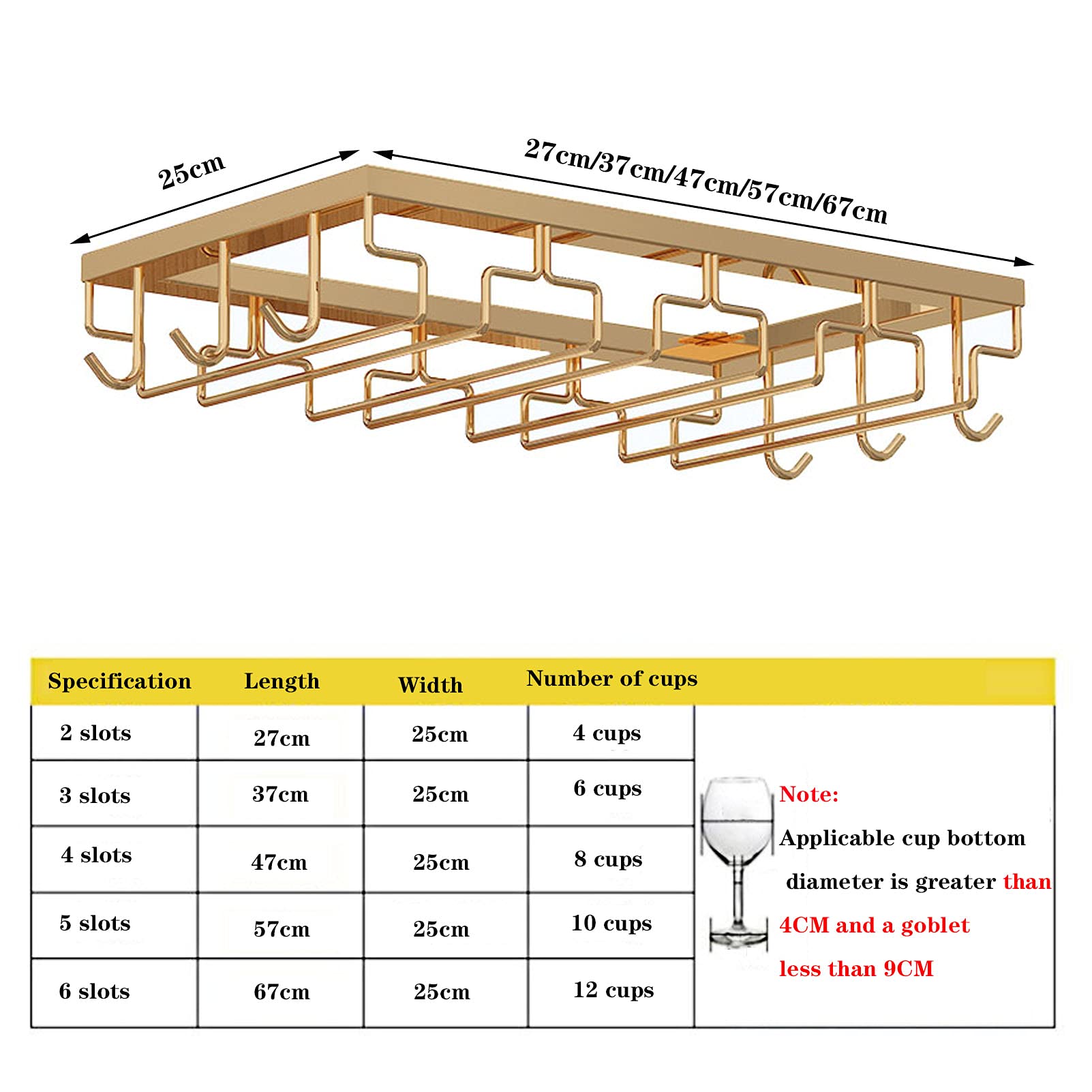 Stainless Steel Under Cabinet Wine Glass Rack - Wall Mounted Stemware Holder for Kitchen & Bar Storage - Perfect for Organizing Wine Glasses, Cups & Decor - Ideal for Home, Restaurant & Wine Cellar Display