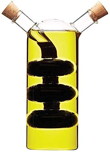 Premium Glass Olive Oil Dispenser Bottle - 2 in 1 Oil & Vinegar Cruet Set (300ml + 80ml) - Eco-Friendly Kitchen Supplies for Cooking, Salad Dressing & Gourmet Meals - Perfect for Home Chefs & Restaurants
