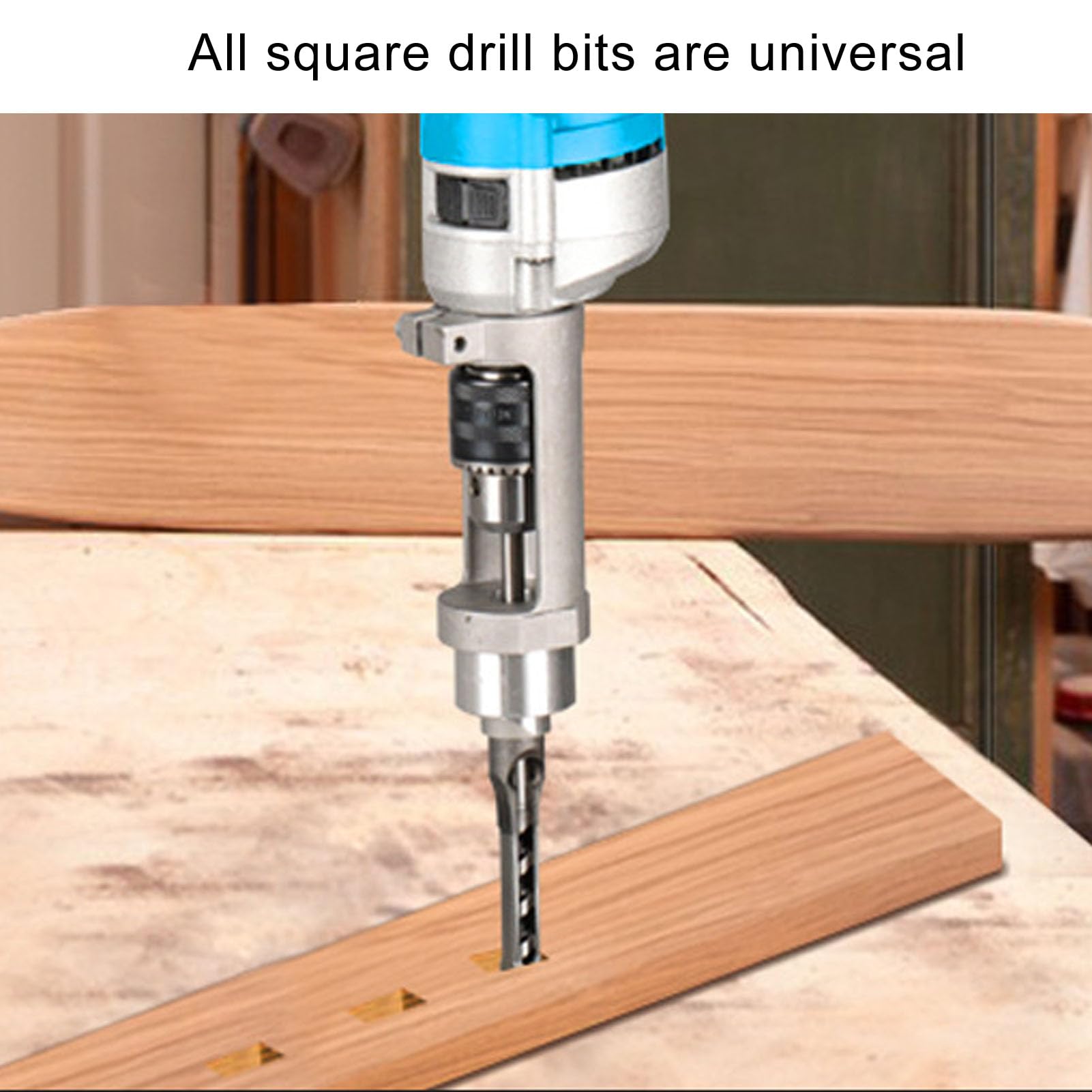 Square Hole Drill Bit Adapter - High Efficiency Woodworking Tool for Mortise & Tenon Joints, Aluminum Alloy 38-43mm Drill Chuck - Perfect for Cabinet Making, Furniture Repair & DIY Wood Projects