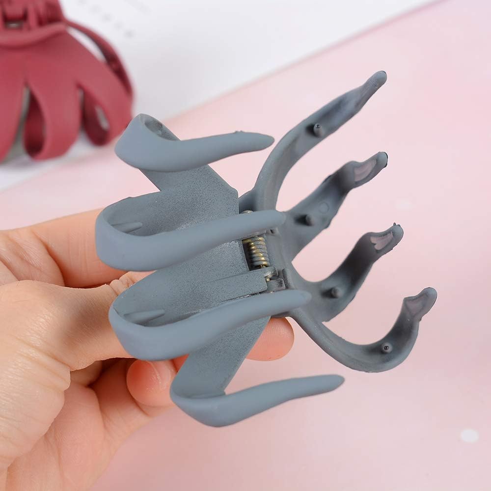 6-Pack Medium Hair Claw Clips for Women - Non-Slip Grip Octopus Jaw Clips, Matte Finish Thick Hair Clips for Daily Hairstyles | Perfect for School, Work, Gym and Travel Hairstyling Accessories