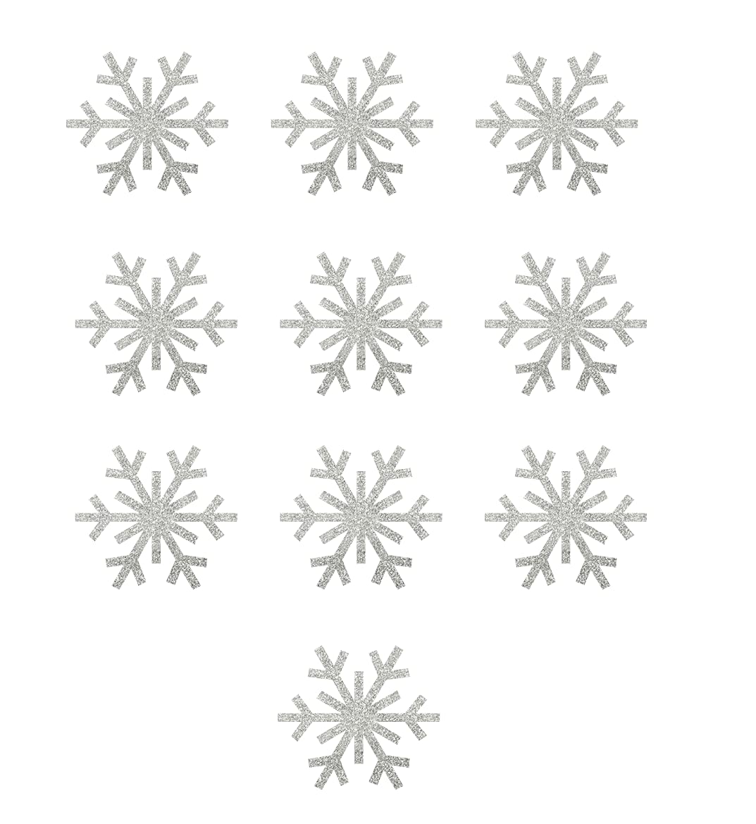10 Mini Snowflake Iron On Decals - 1x1 Inch Vinyl Snowflakes for Christmas Crafts, DIY Projects, and Holiday Decorations - Silver Glitter Vinyl Appliques - Perfect for Clothing, Bags, and Home Decor