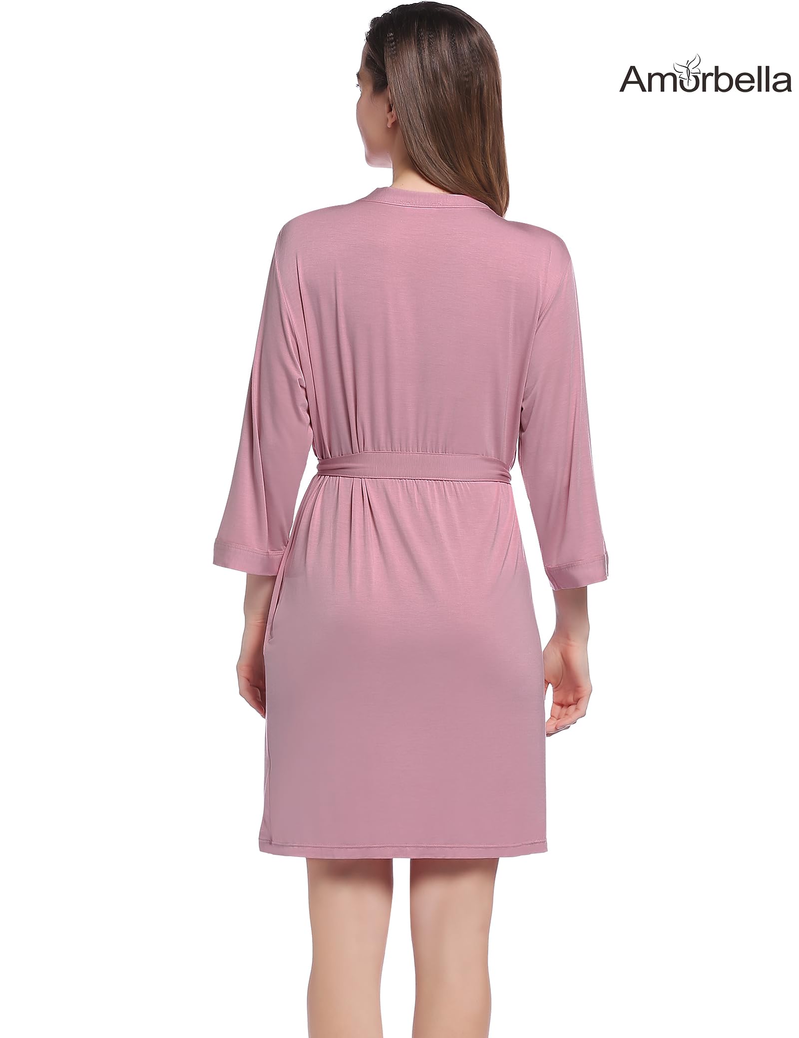 Lightweight Travel Jersey Robe for Women - Soft Bamboo Viscose Short Bathrobe | Perfect for Spa, Beach & Lounge Wear