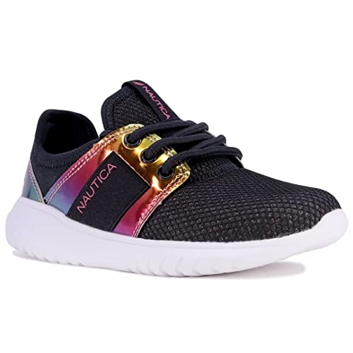 Nautica Kids Girls Metallic Fashion Sneakers - Lightweight Athletic Running Shoes for Toddler, Little & Big Kids | Perfect for School, Play & Everyday Wear