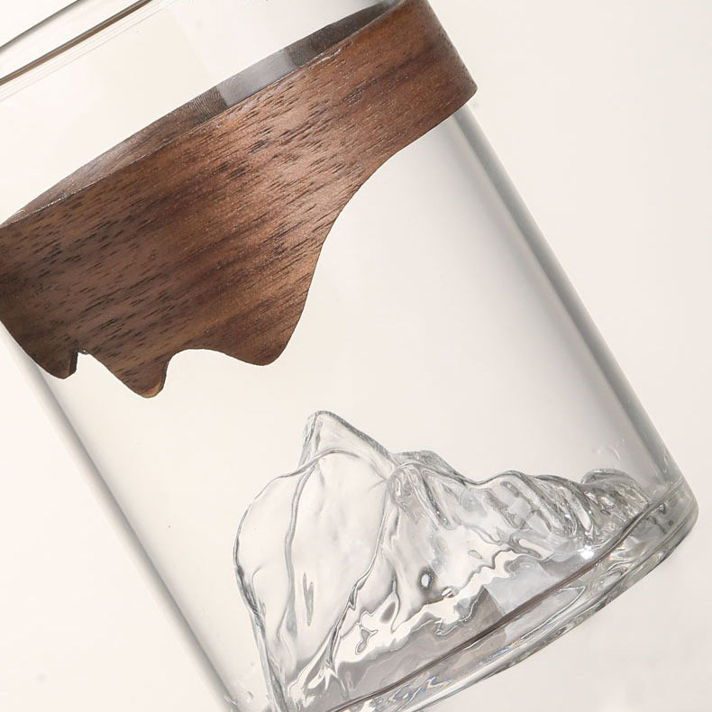 Premium Mountain Glass Fair Cup with Natural Bamboo Handle - Perfect for Tea, Coffee & Hot Beverages at Home, Office or Outdoor Camping