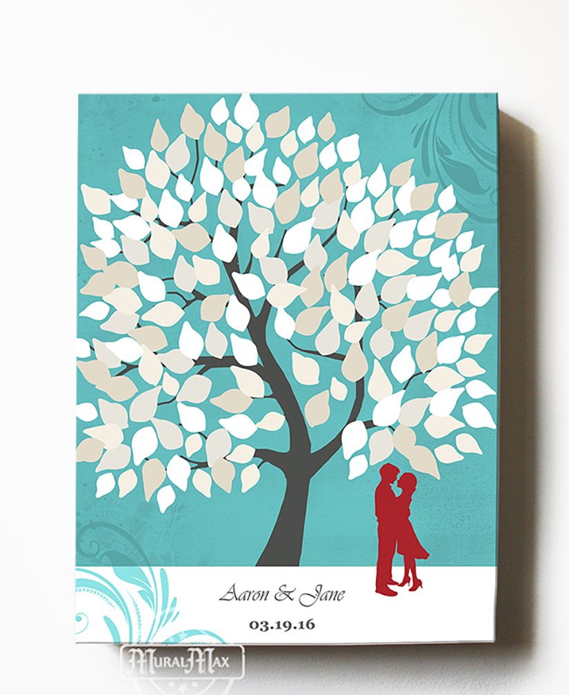 Personalized Couples Canvas Wall Art - Custom His & Hers Romance Tree with Names & Date - Unique Wedding Anniversary, Newlywed, Housewarming Gift - 20