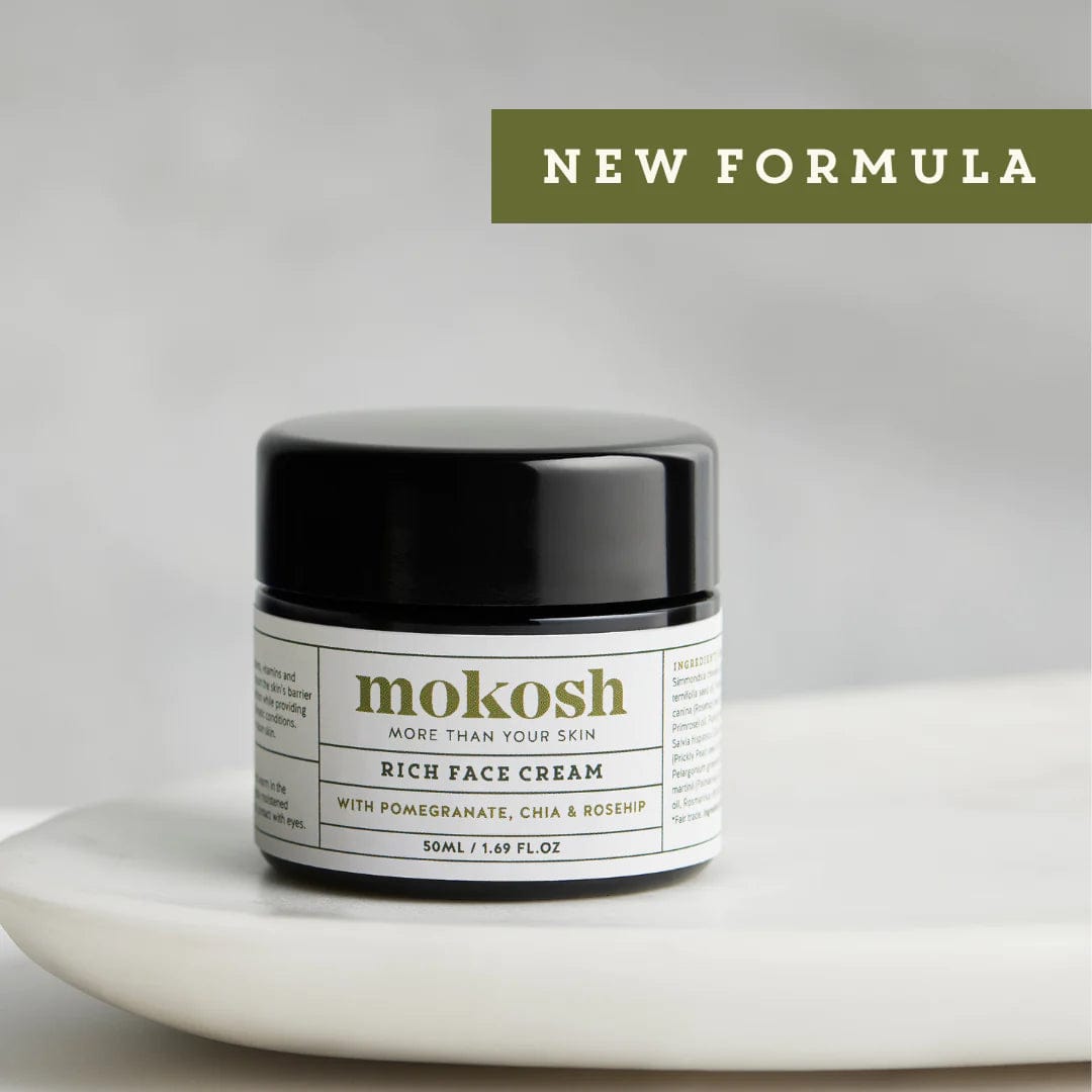 Mokosh Rich Face Cream 50ml - Pomegranate, Chia & Rosehip Moisturizer for Dry Skin | Hydrating & Anti-Aging Night Cream | Perfect for Daily Skincare Routine & Sensitive Skin Care