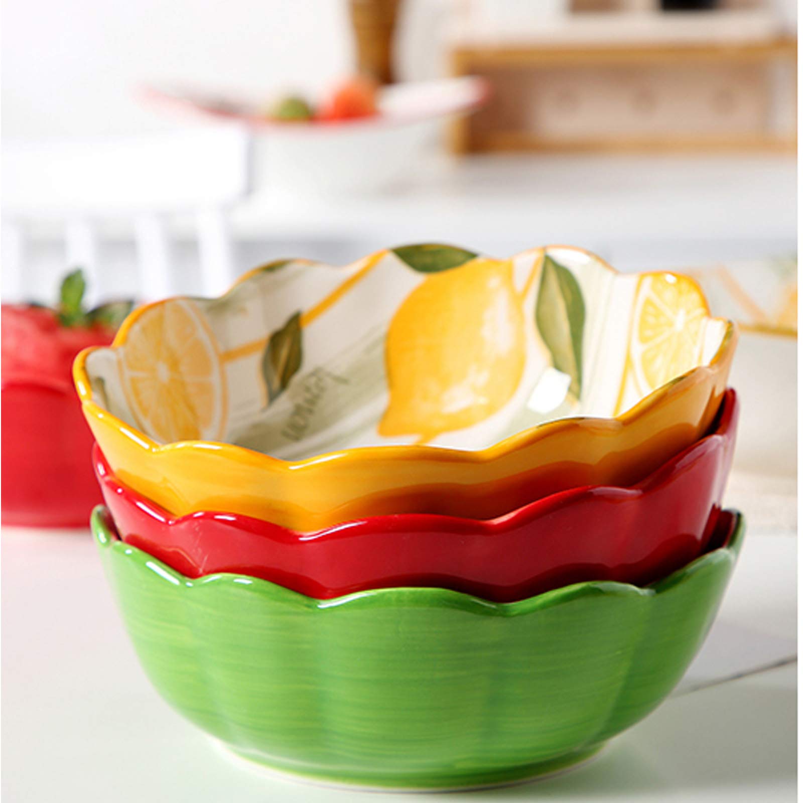 Japanese Ceramic Tableware Set - Cute Strawberry Design Small Fresh Fruit Salad Bowls, Creative Personality Dishes for Home Kitchen & Dining Room Decor | Perfect for Breakfast, Dessert, Party Serving