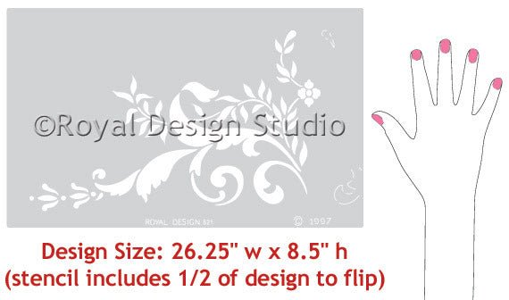 19th Century Vintage Floral Ceiling Stencil - Reusable DIY Home Decor Stencils for Wall Painting, Furniture, and Craft Projects | Perfect for Victorian Style Home Renovation & Wedding Decor