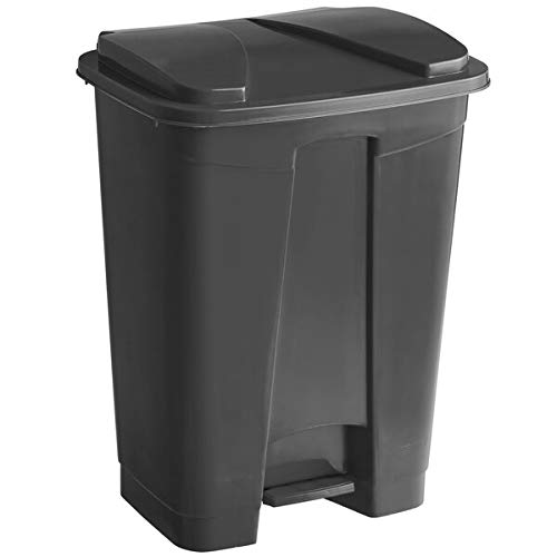 PRO&Family 16 Qt (4 Gallon/13 Liter) Black Step-On Rectangular Trash Can - Kitchen Waste Bin, Garbage Can with Foot Pedal for Home, Office, Bathroom & Recycling Station