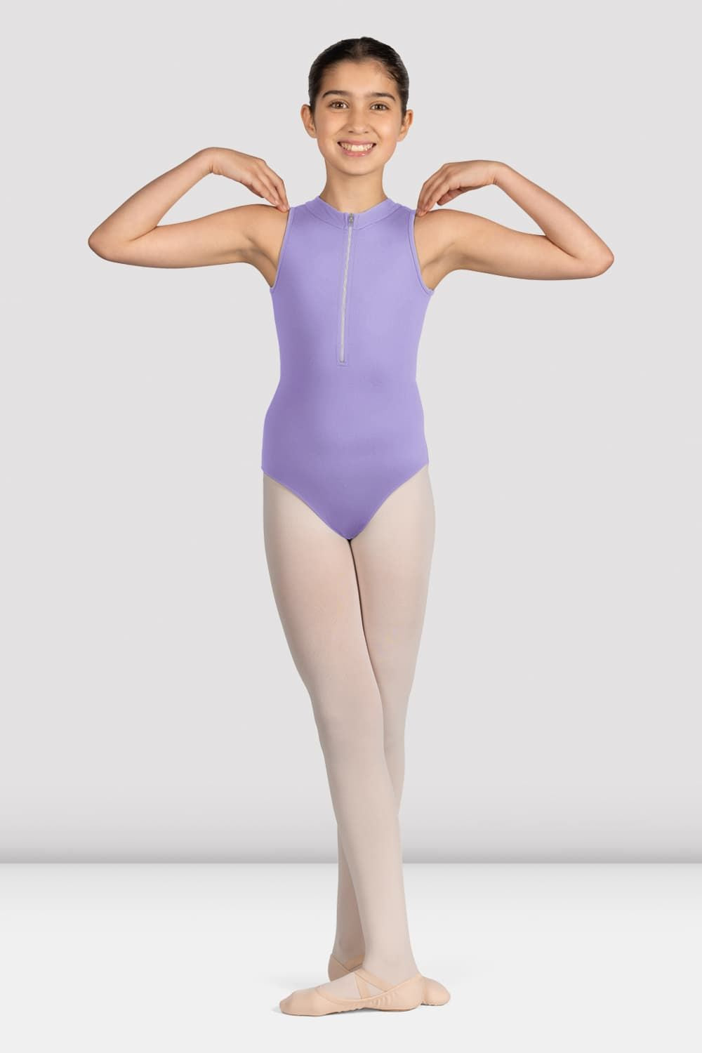 Mirella Glow Girl Zip Front Leotard for Girls - Ballet Dance Leotard with Front Zipper for Kids Dance Class, Performance & Recital