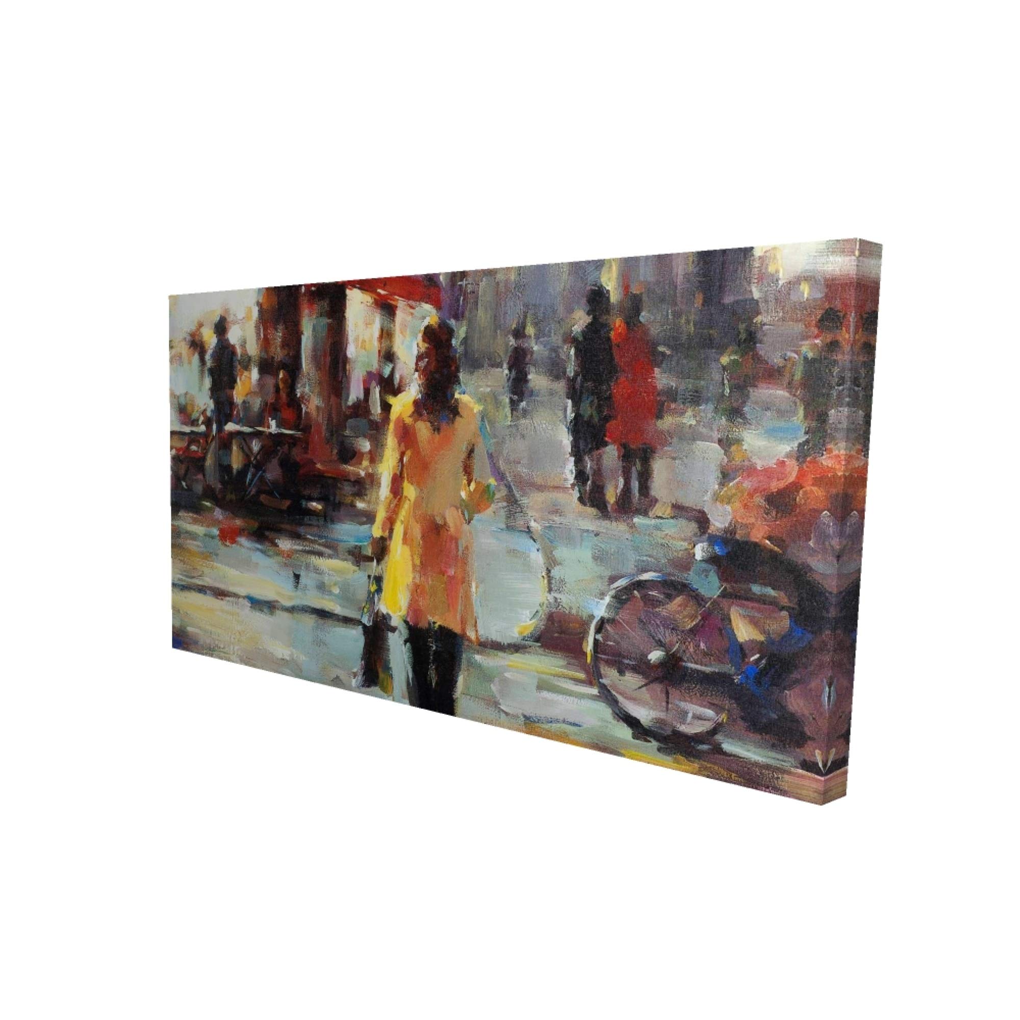 Begin Woman Walking in Paris - Canvas Wall Art Print | Vintage Parisian Street Scene | Perfect for Living Room, Bedroom & Office Decor