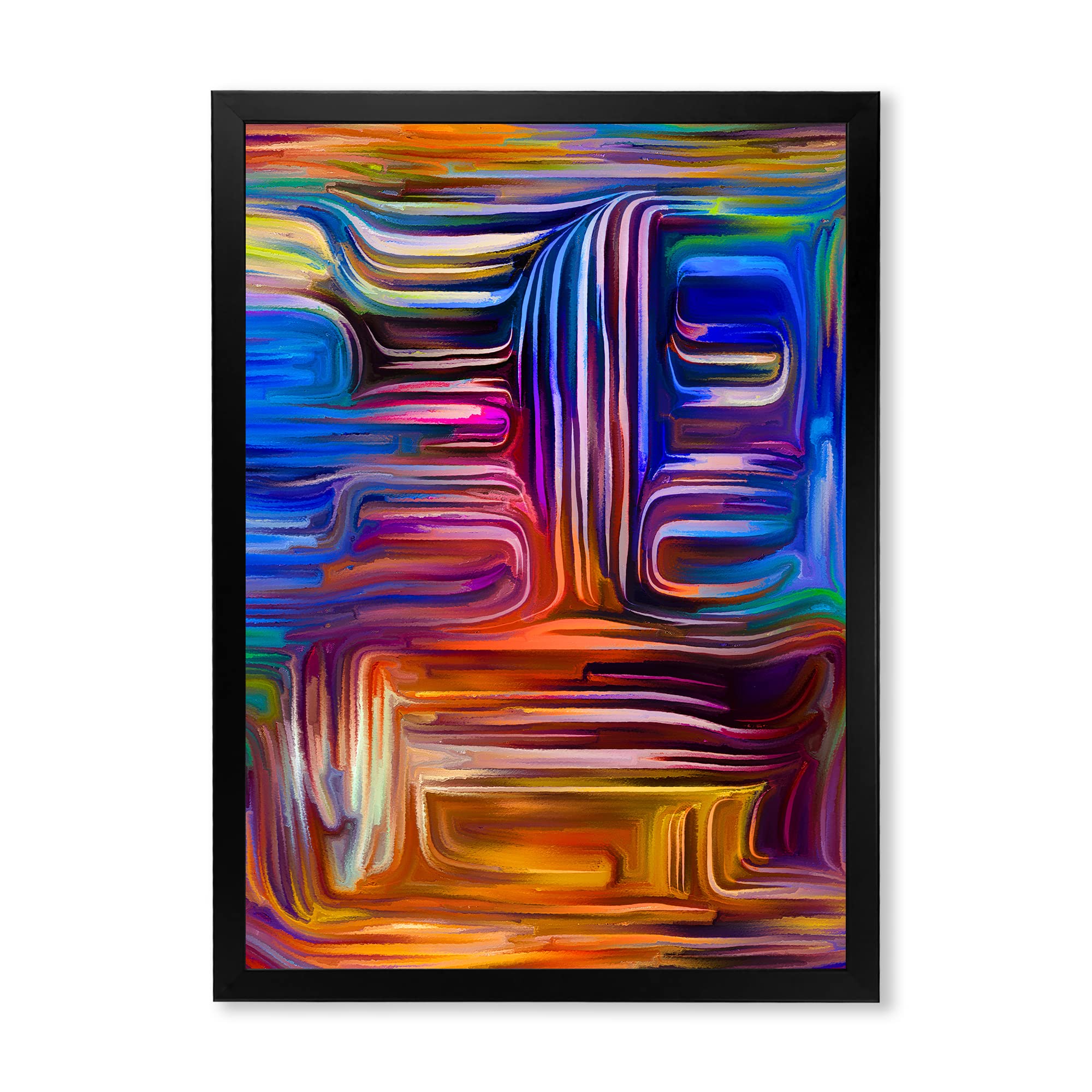 Color Fusion V Modern Framed Wall Art - Contemporary Abstract Canvas Painting for Living Room, Bedroom & Office Decor