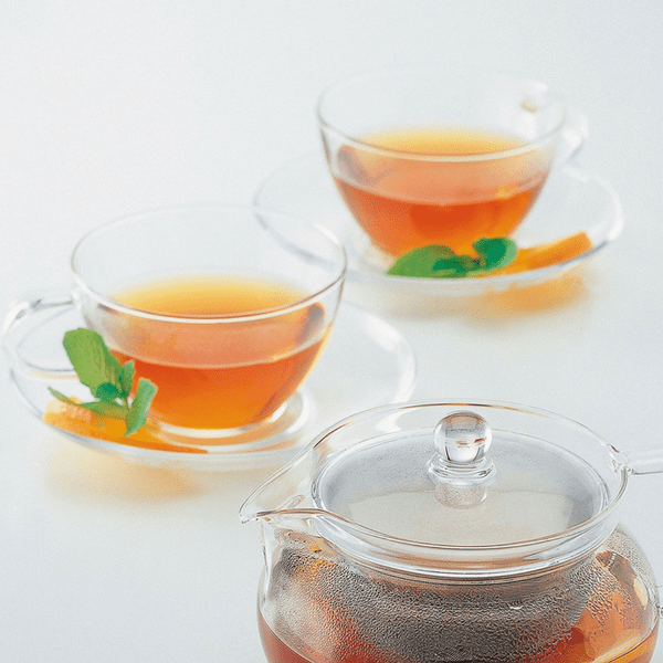 Hario Heat Resistant Glass Teacup with Saucer - 230ml (8oz) Japanese Tea Cup for Green Tea, Matcha, Herbal Tea - Perfect for Home, Office & Tea Ceremonies