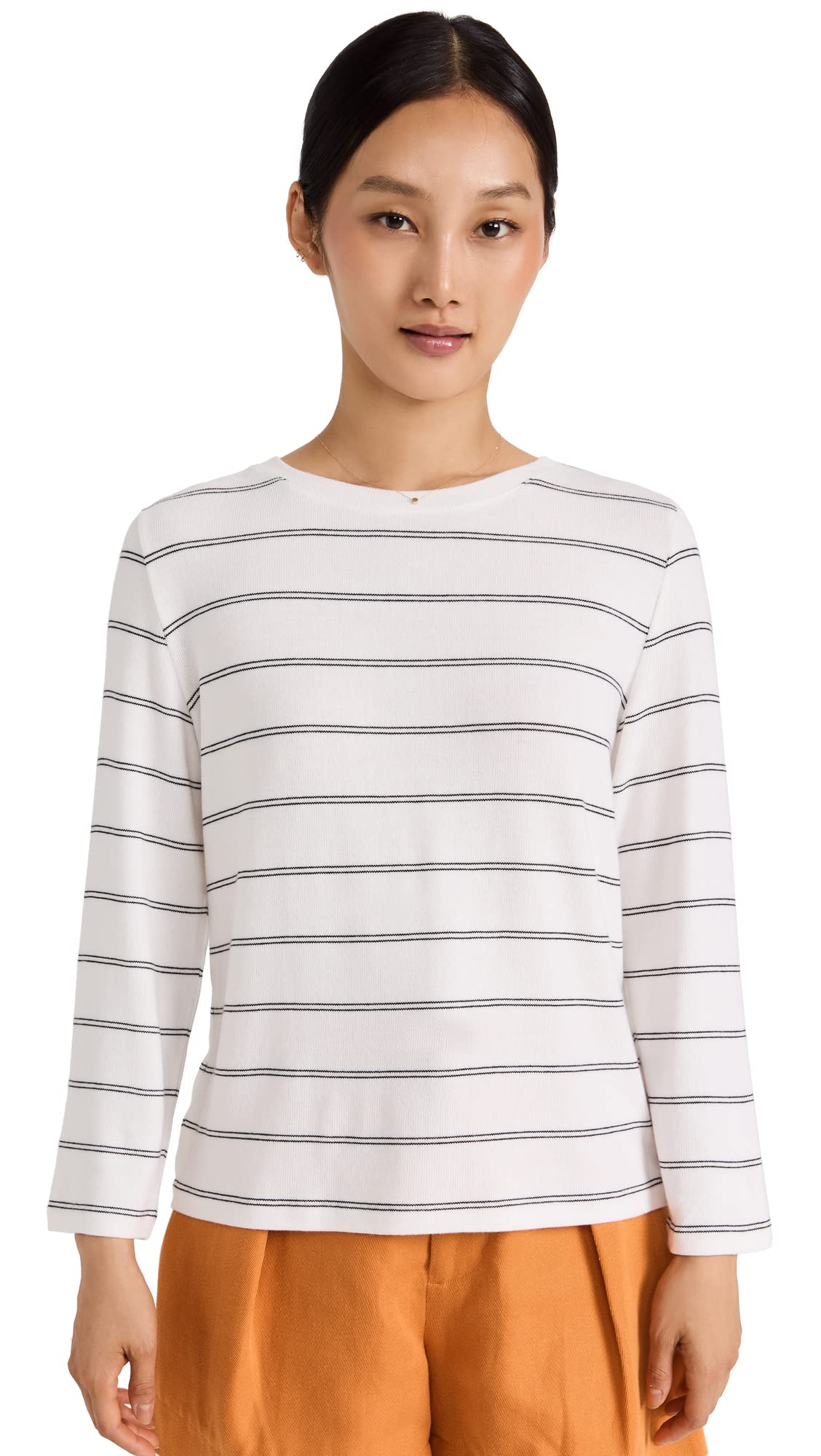 Vince Women's Double Chalk Stripe Pullover Sweater | Casual Knit Top for Fall & Winter | Perfect for Office, Date Night & Weekend Outfits