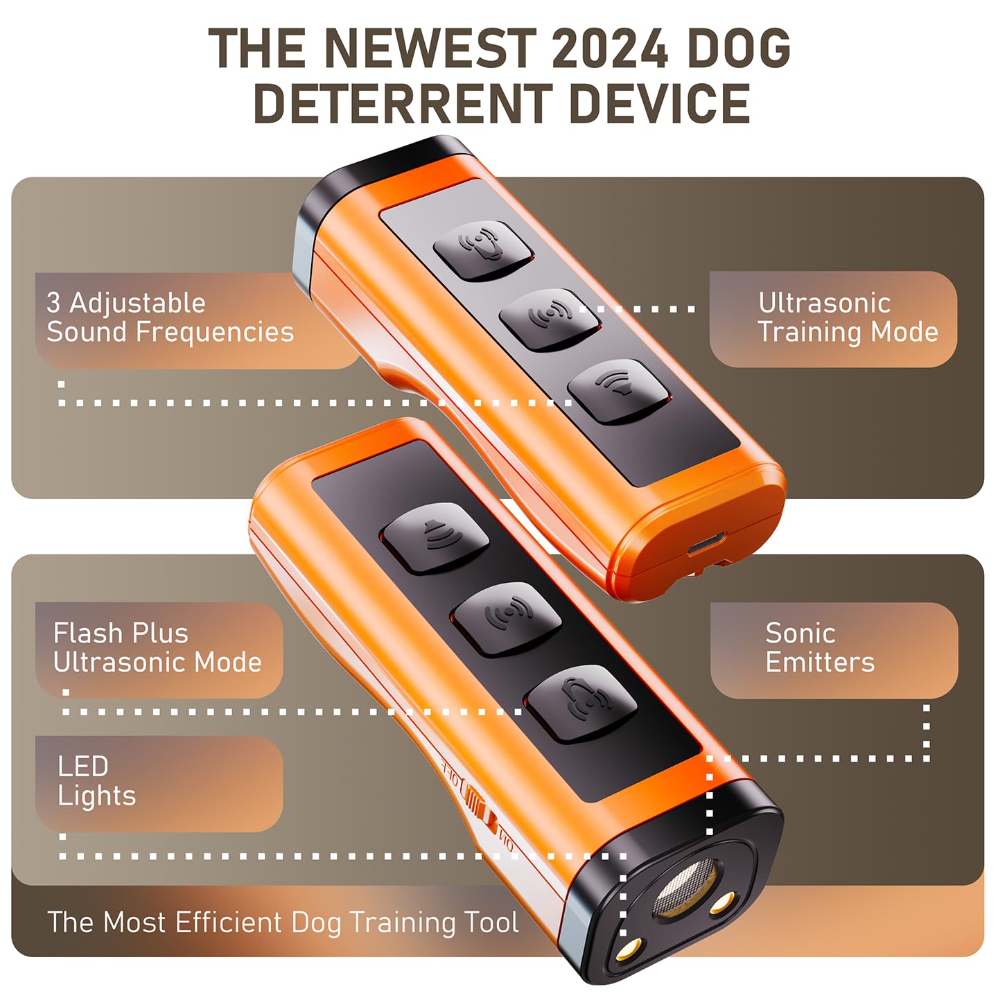 Rechargeable Ultrasonic Dog Bark Deterrent Device - 50ft Long Range Anti-Barking Training Tool for Dogs | Safe & Humane Alternative to Shock Collars | Perfect for Home, Yard, and Neighborhood Use