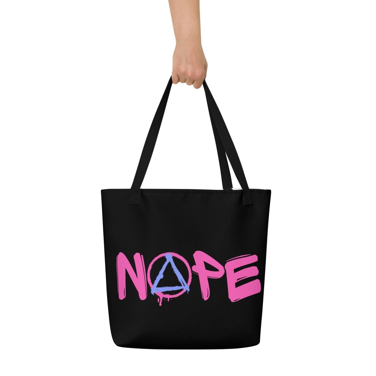 NOPE Graffiti Sobriety Symbol Large Tote Bag - Stylish Reusable Shopping Bag for Recovery Support, Groceries & Beach Outings