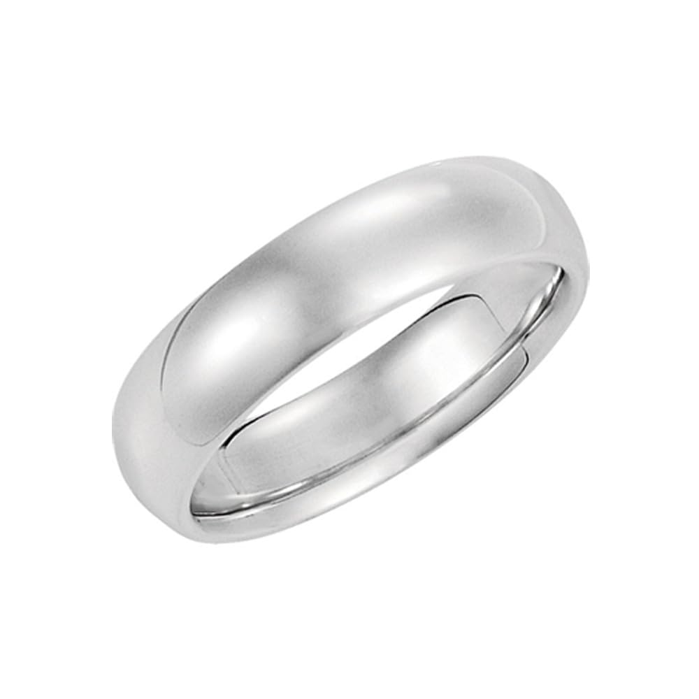 14k White Gold 5mm Domed Comfort Fit Wedding Band - The Black Bow - Perfect for Engagements, Anniversaries & Special Occasions