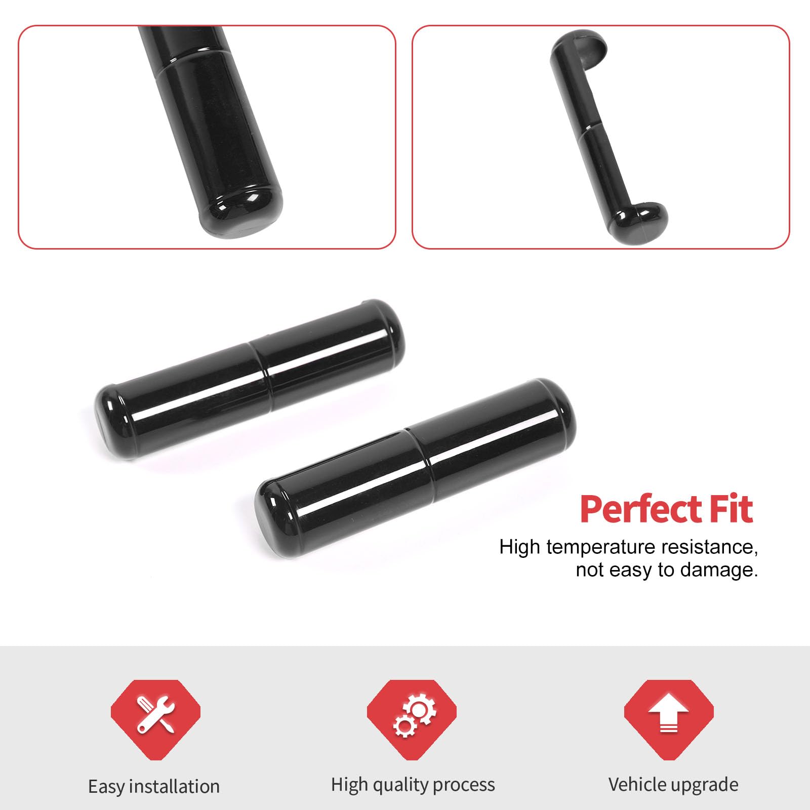 Jeep Wrangler JL JLU & Gladiator JT 2018-2024 Front Windshield Hinge Cover Trim - 1 Pair Black ABS Plastic Protection for Off-Road & Daily Driving