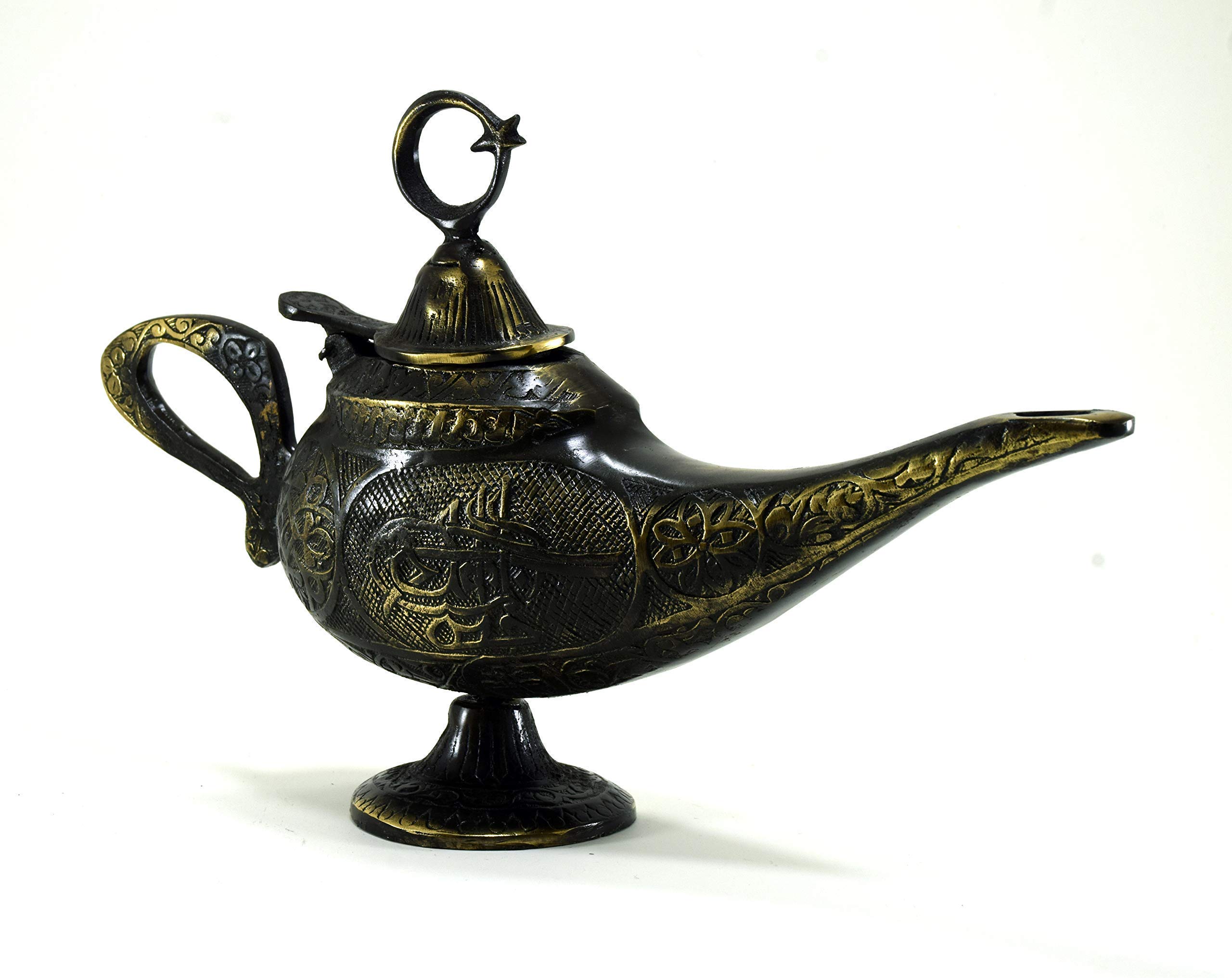 Vintage Brass Genie Lamp - Decorative Aladdin Oil Burner & Incense Holder for Home Decor, Gift & Meditation | Perfect for Living Room, Bedroom & Yoga Space