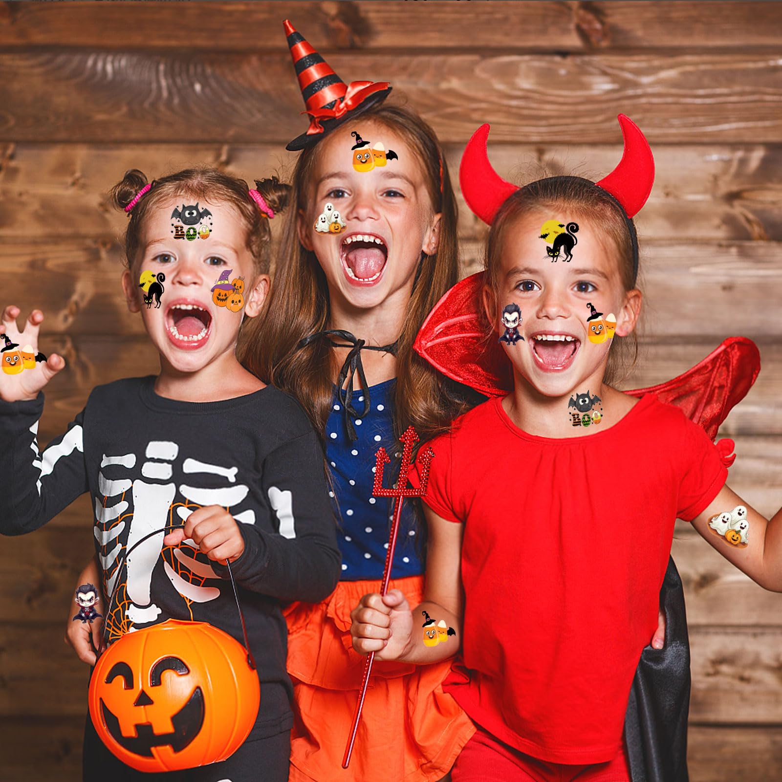 RINOLY 144 PCS Halloween Temporary Tattoos for Kids - 2 Inch Spooky Stickers, 6 Fun Designs - Perfect for Halloween Party Favors, Goodie Bags & Gifts for Boys & Girls - Great for Trick-or-Treating, Costume Parties & School Events