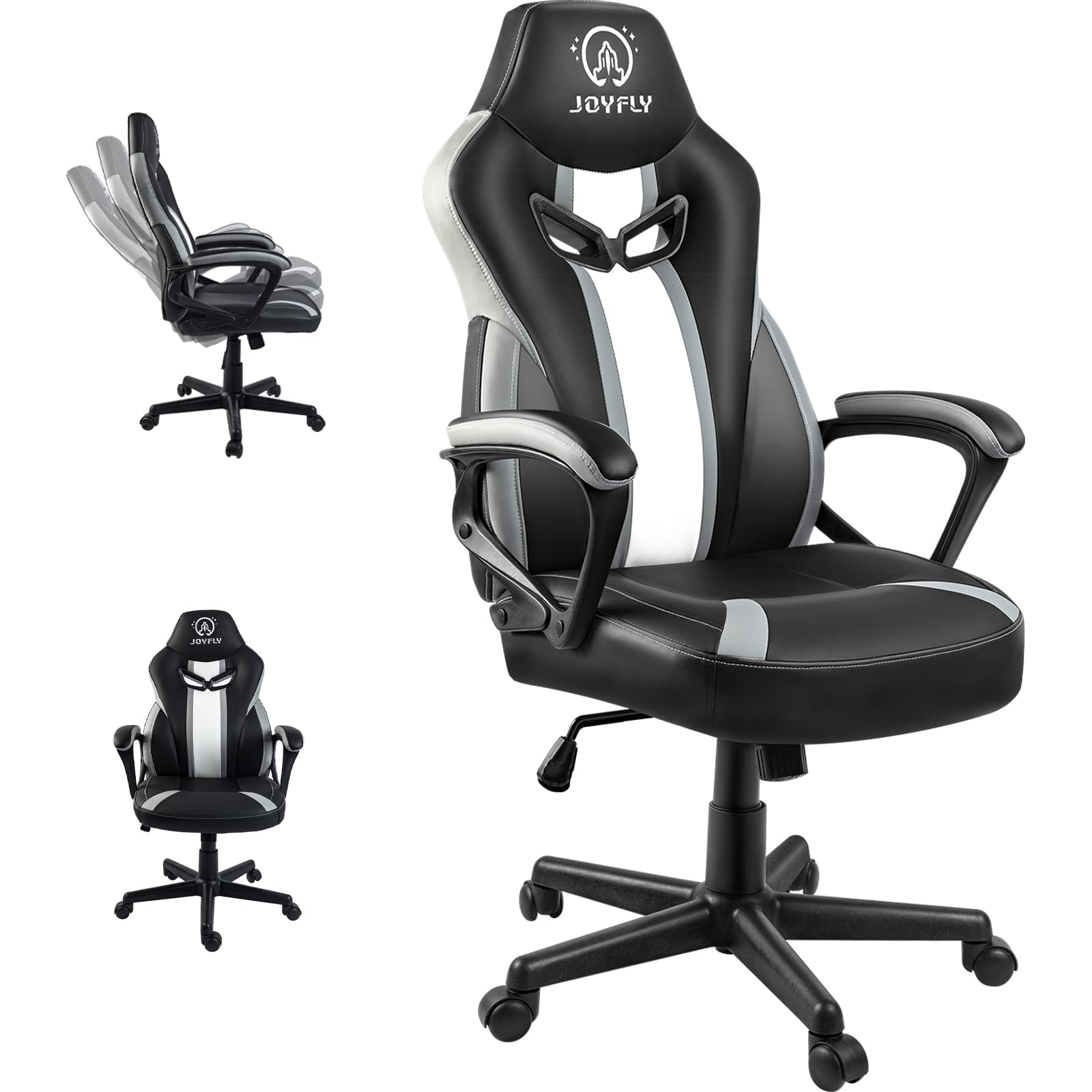 JOYFLY Ergonomic Gaming Chair for Adults & Teens - Racing Style PC Game Chair with Lumbar Support, 300lbs Weight Capacity (Black) - Perfect for Esports, Streaming & Home Office Setup