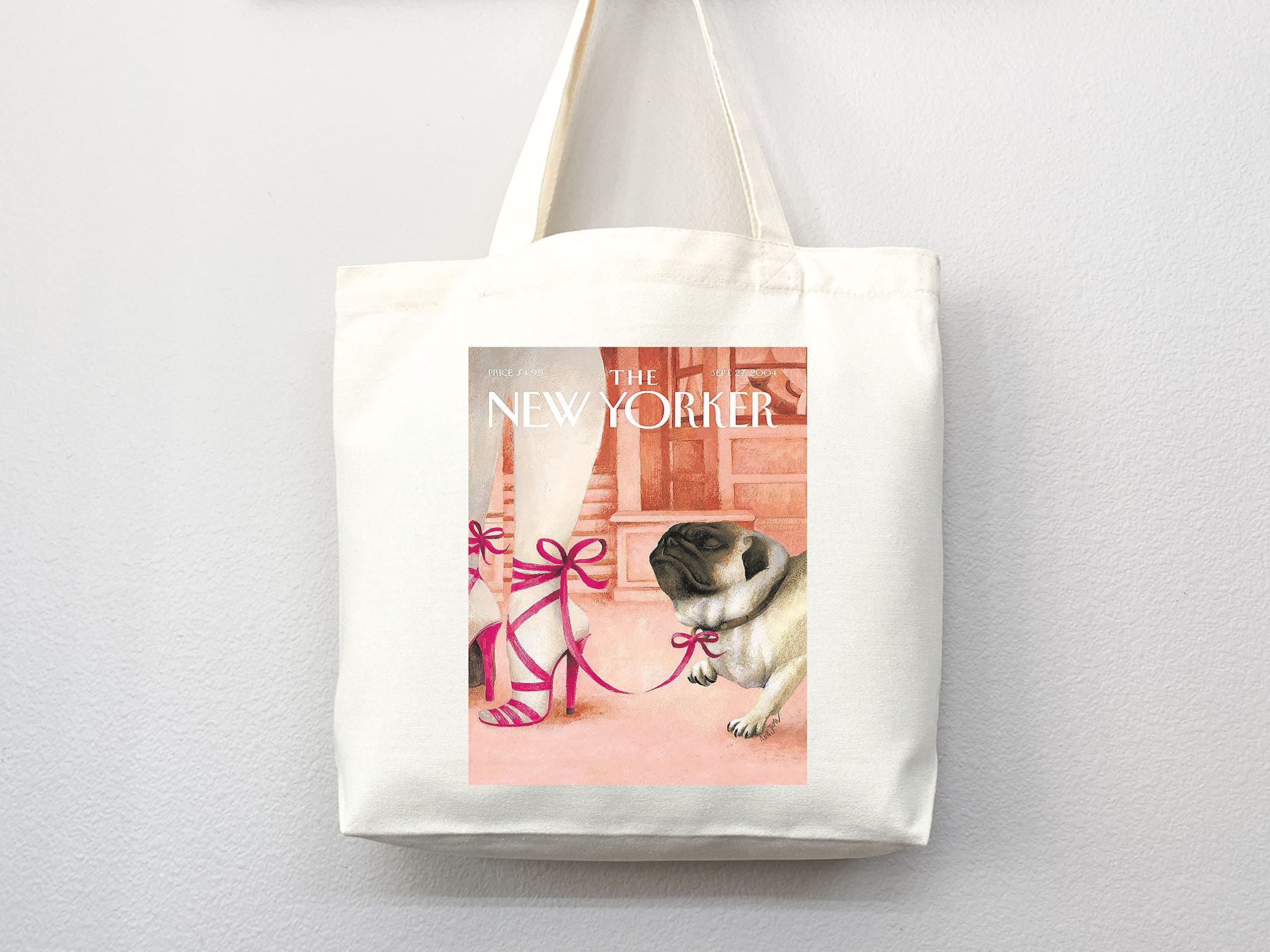 The New Yorker Tote Bag - Stylish Canvas Magazine Tote with Artistic Print, Aesthetic Everyday Carry Bag for Work, Shopping & Travel (Tote Bag Only)
